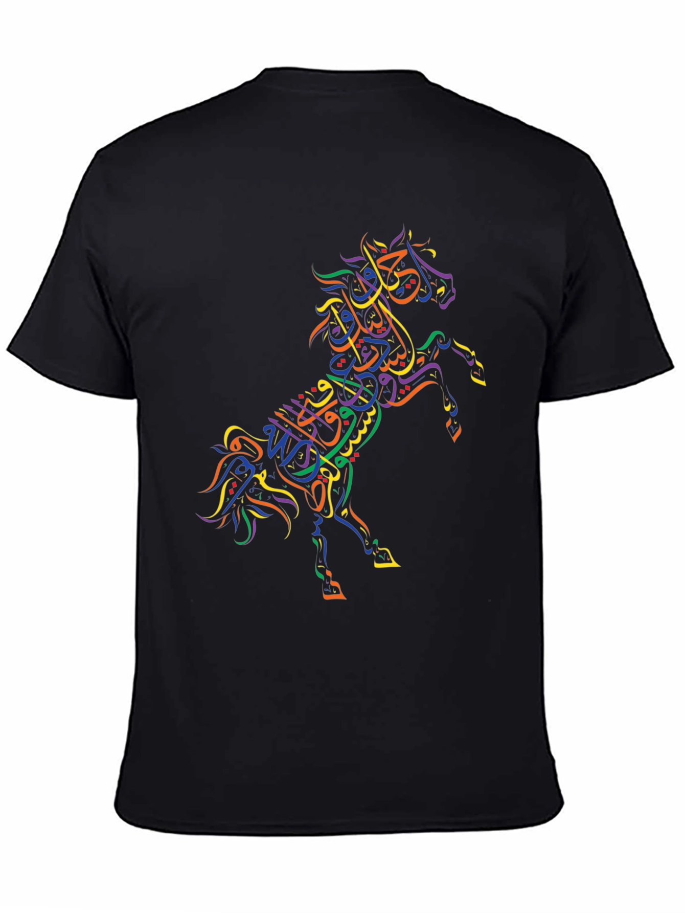 Black Calligraphic Horse Graphic T-Shirt view 4