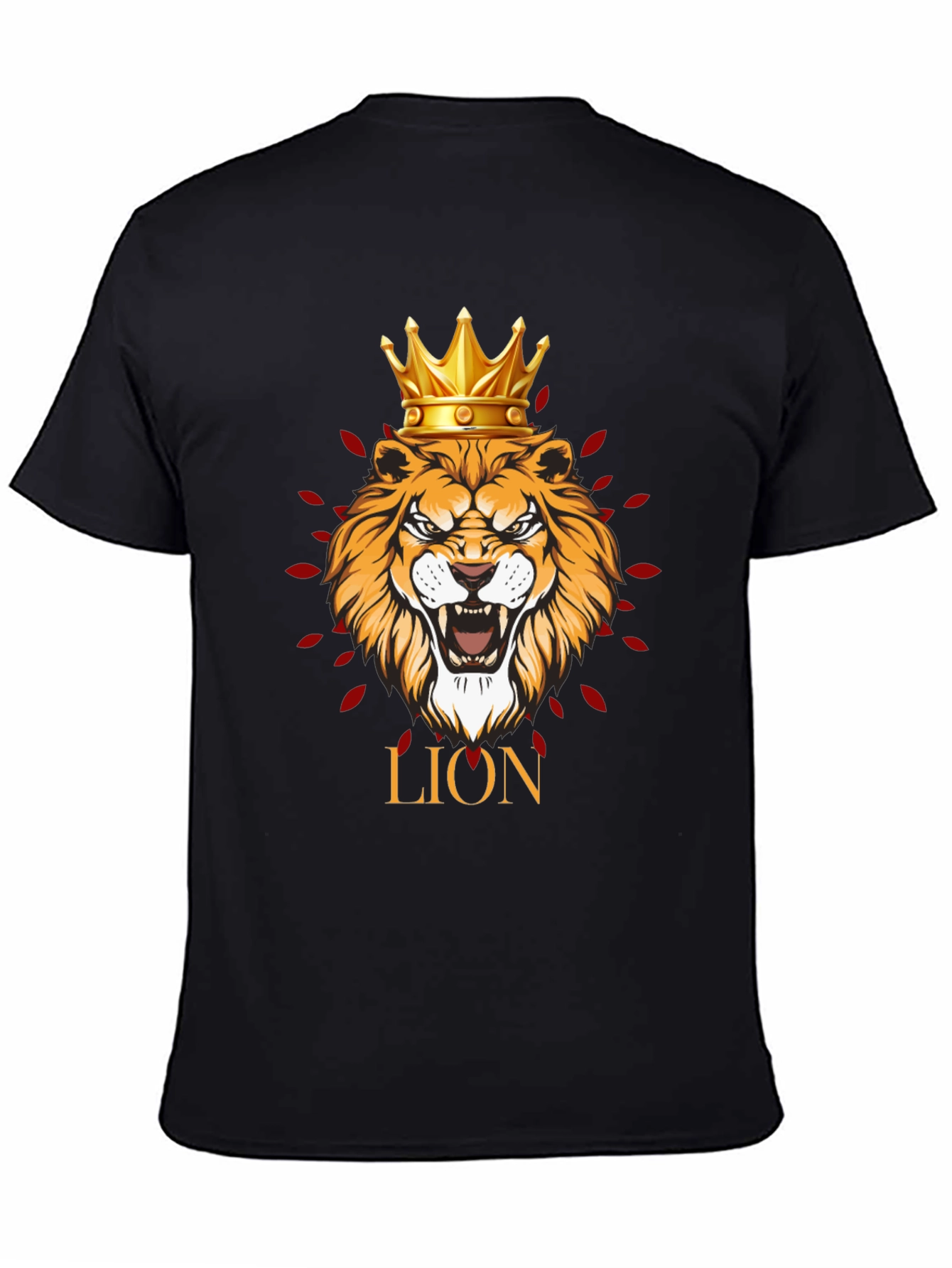 Black Lion King Graphic Print Men's Black T-Shirt view 4