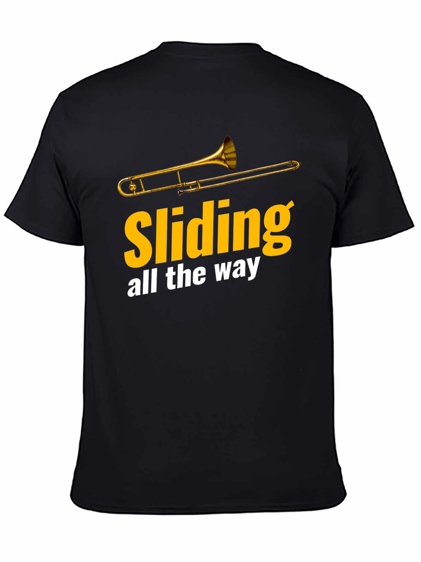 Black Sliding All The Way Trombone T-Shirt view 4