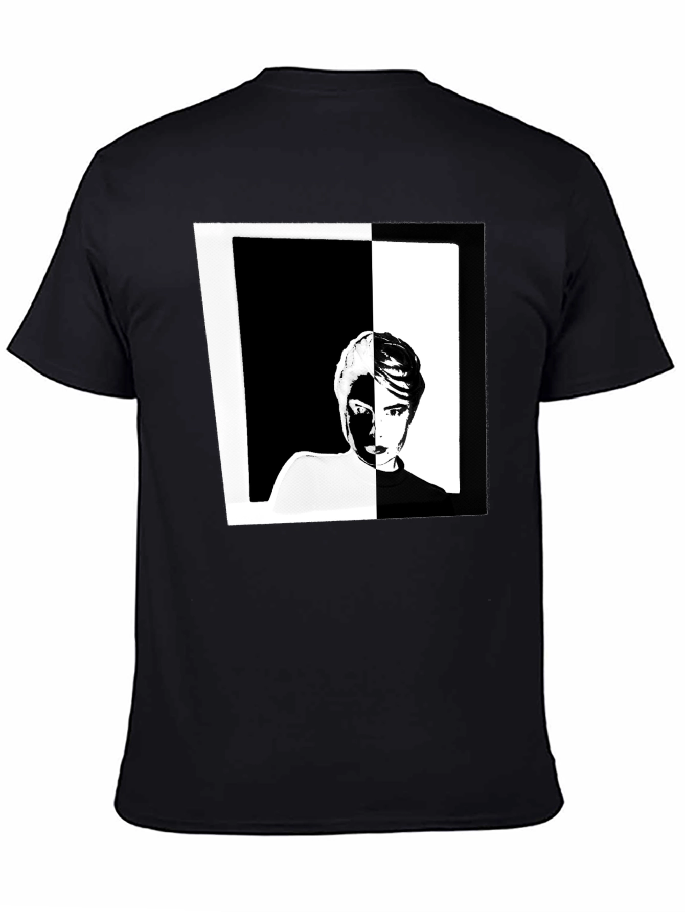 Black Abstract Face Graphic Black T-Shirt view 4