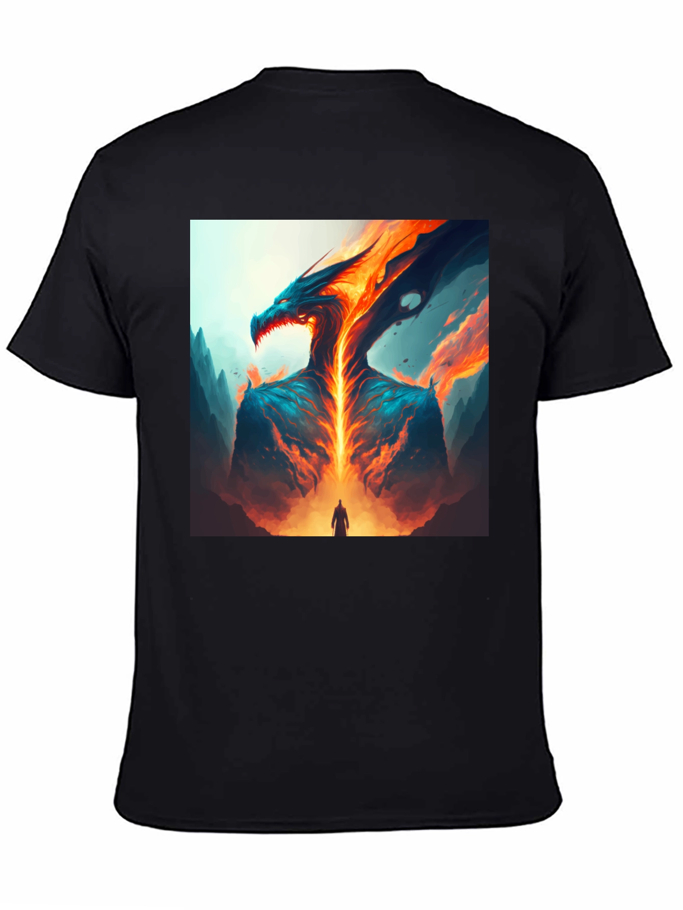 Black Fiery Dragon Graphic Tee view 4