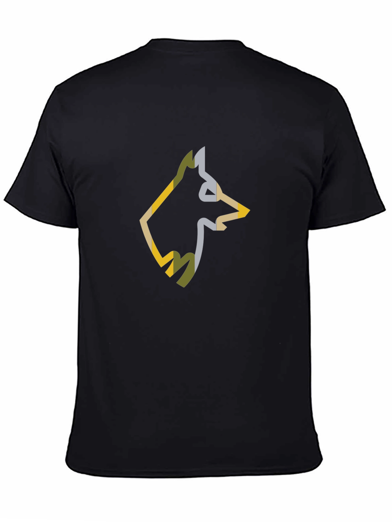 Black Abstract Wolf Head Tee - Black Cotton Blend view 4