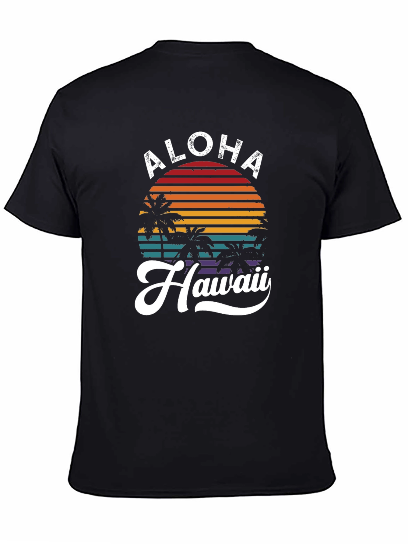 Black Aloha Hawaii Graphic T-Shirt - Tropical Retro Design view 4