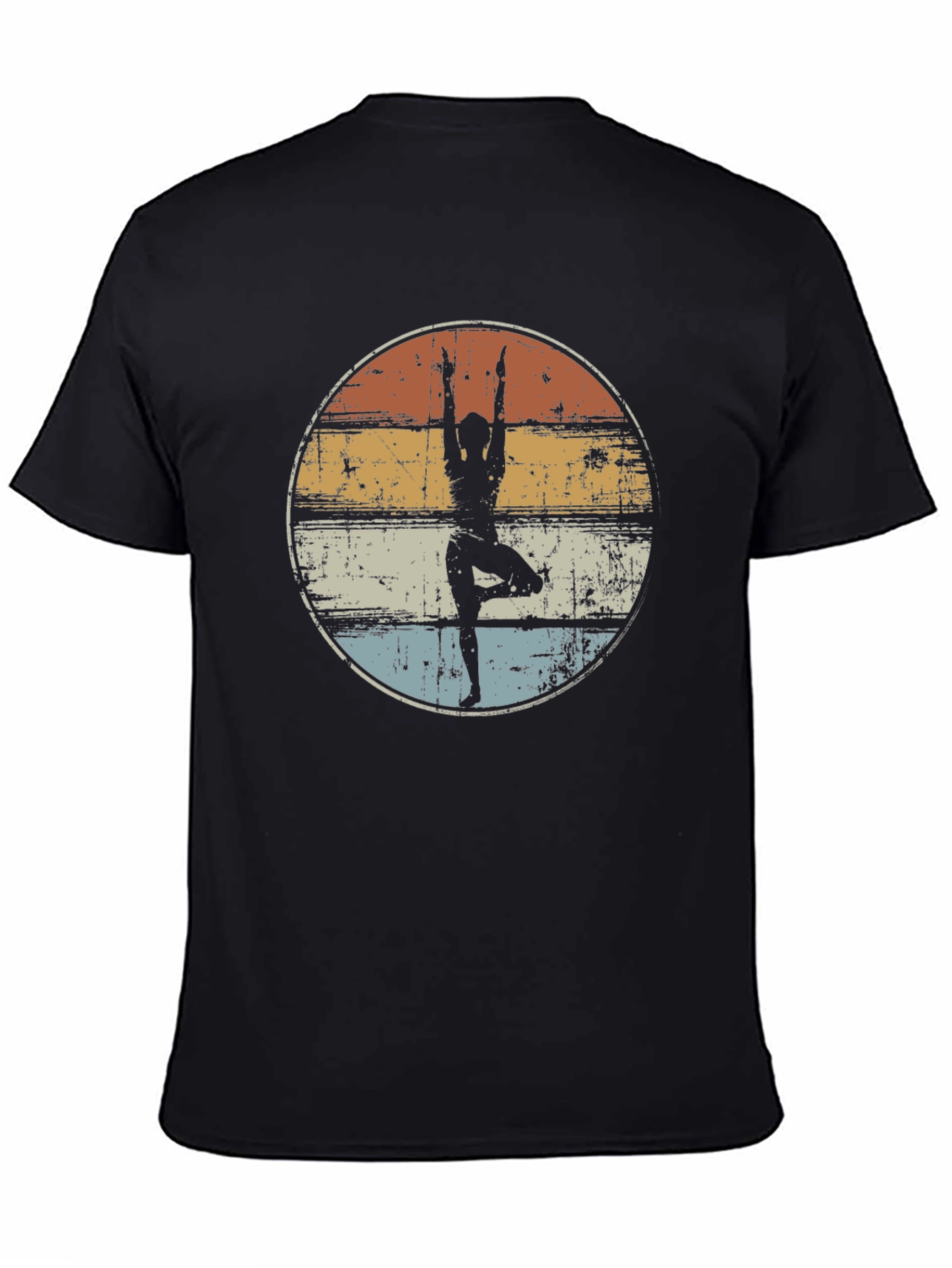 Black Yoga Silhouette Graphic Tee - Vintage Style view 4