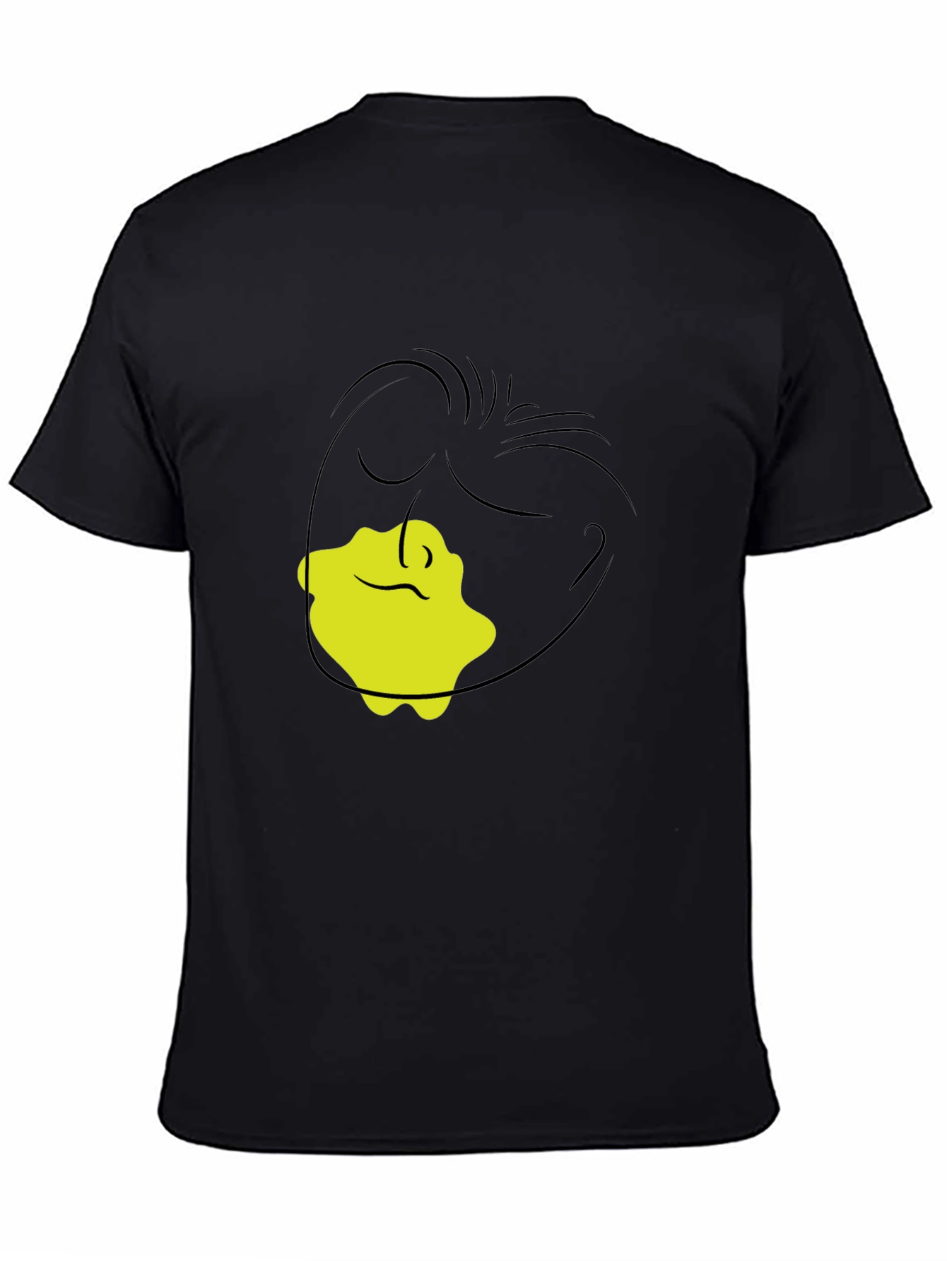 Black Abstract Face Graphic Tee - Modern Black T-Shirt view 4
