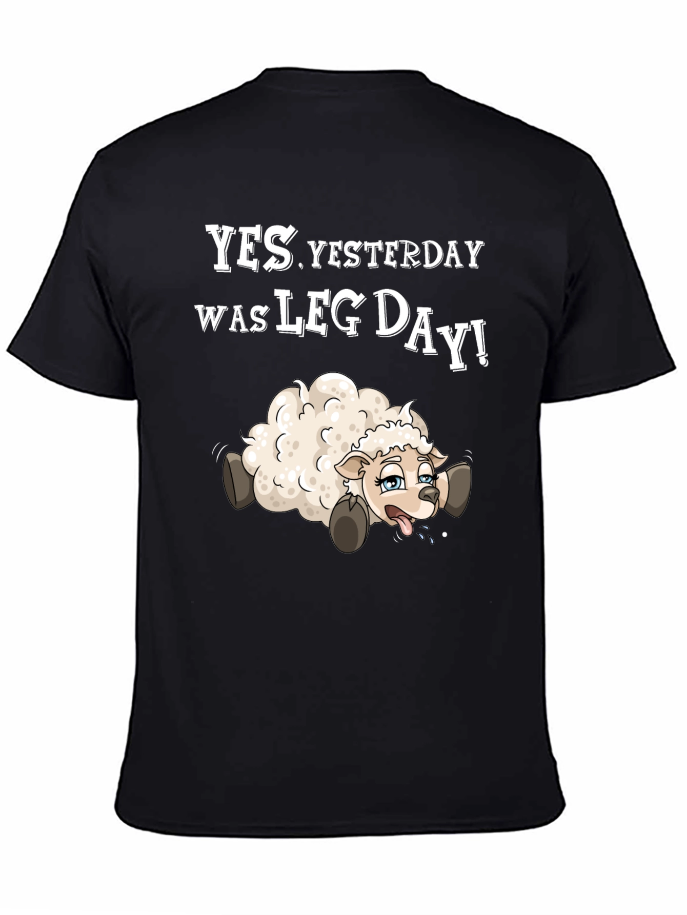 Black Funny Leg Day T-Shirt - Sheep Design view 4