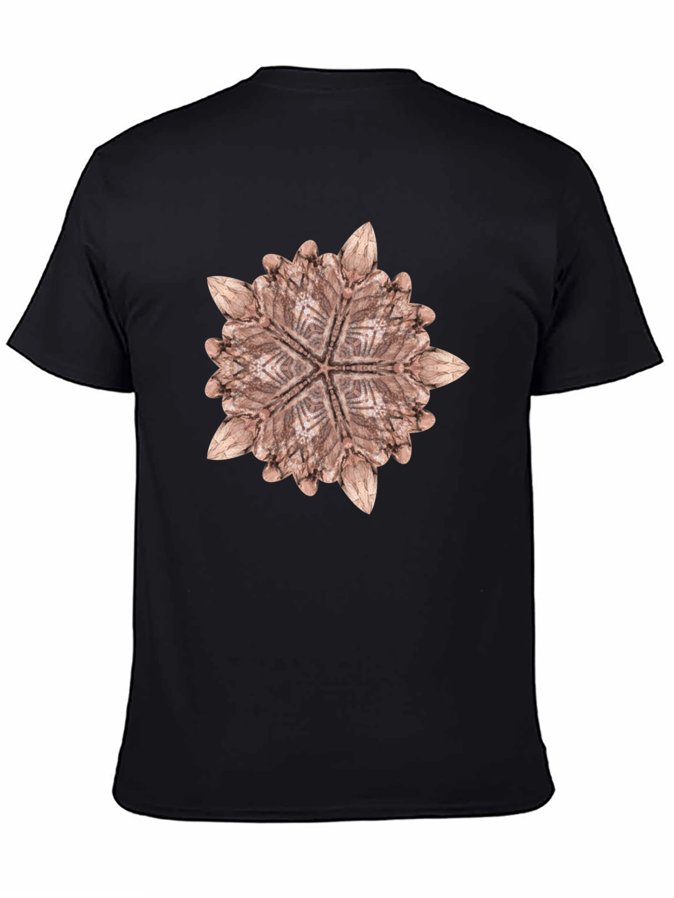 Black Abstract Radial Pattern Black T-Shirt view 4