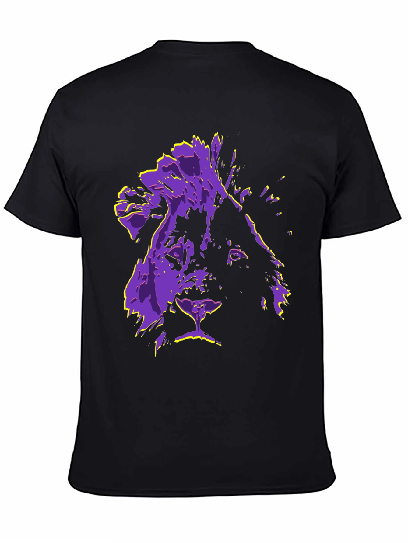 Black Lion Graphic Tee - Purple & Yellow Print T-Shirt view 4