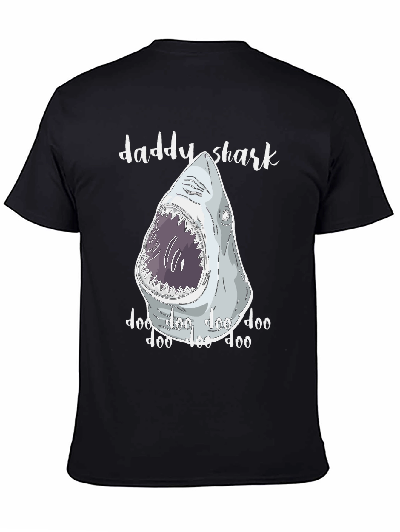 Black Daddy Shark T-Shirt - Novelty Graphic Tee view 4