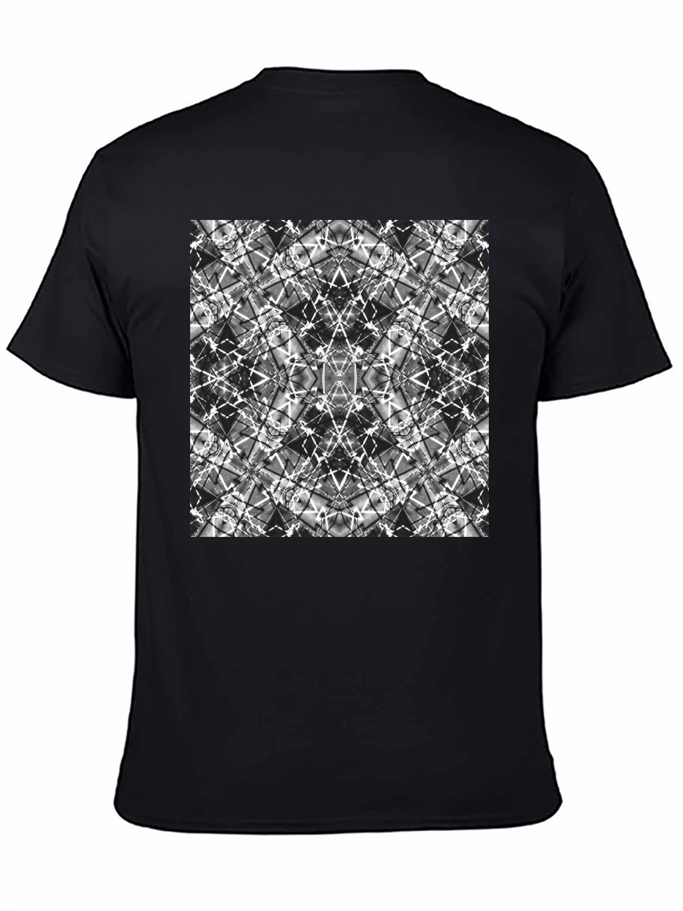 Black Abstract Geometric Print Black T-Shirt view 4