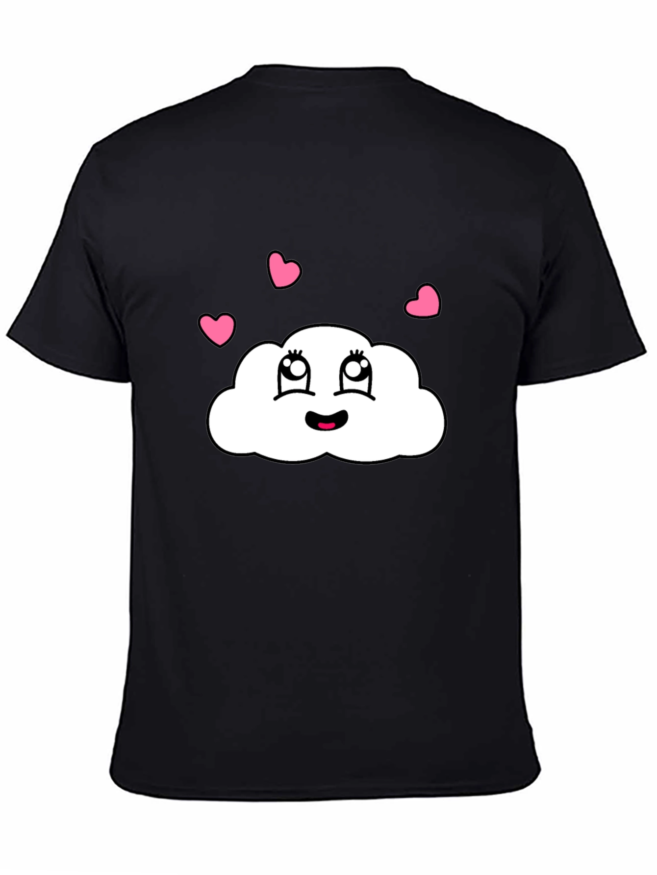 Black Cute Cloud T-Shirt - Black Cotton Tee with Heart Detail view 4
