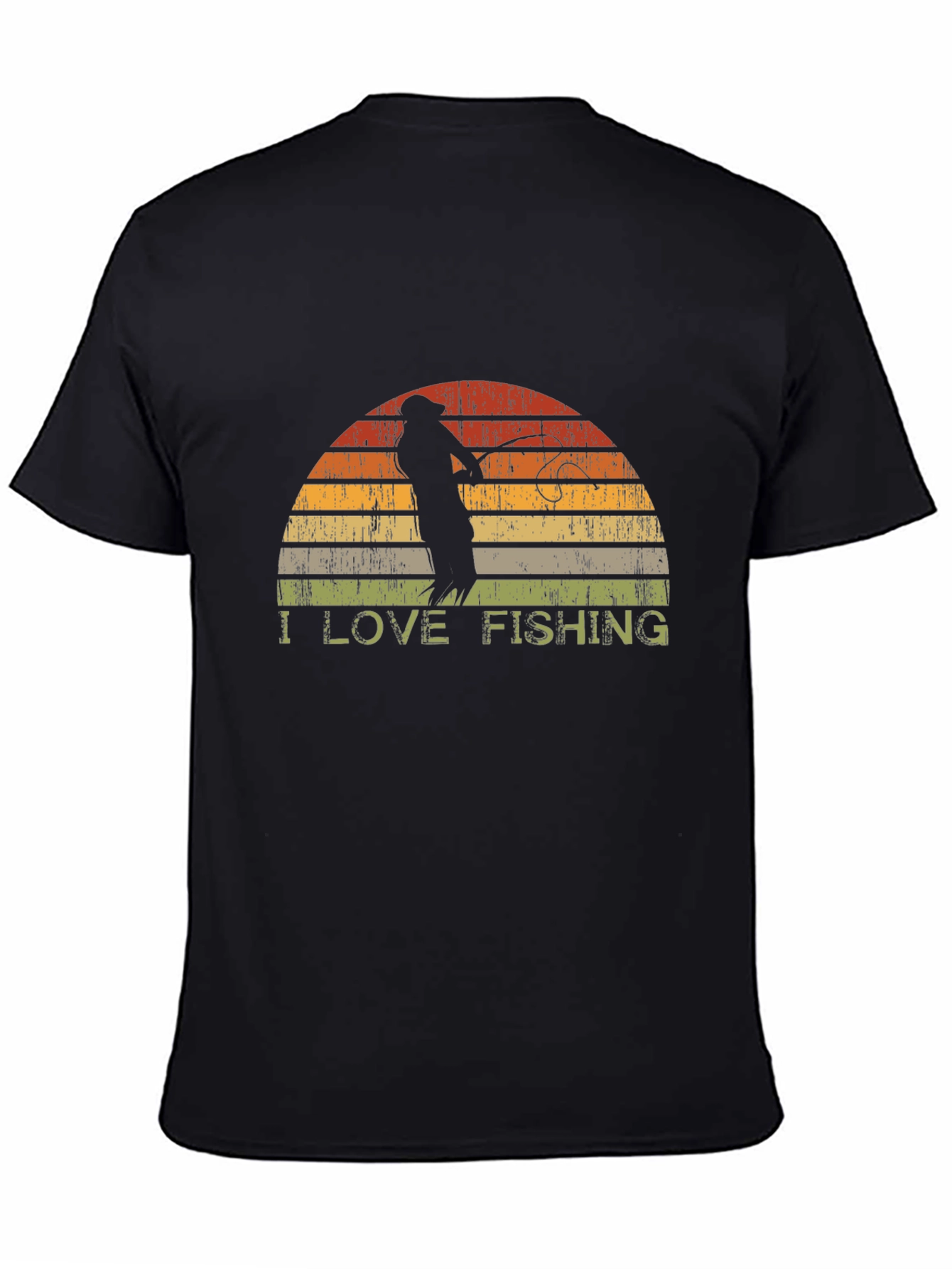 Black I Love Fishing Retro T-Shirt view 4
