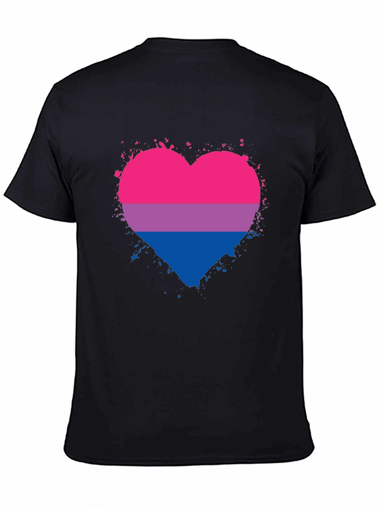 Black Bisexual Pride Heart Graphic T-Shirt view 4