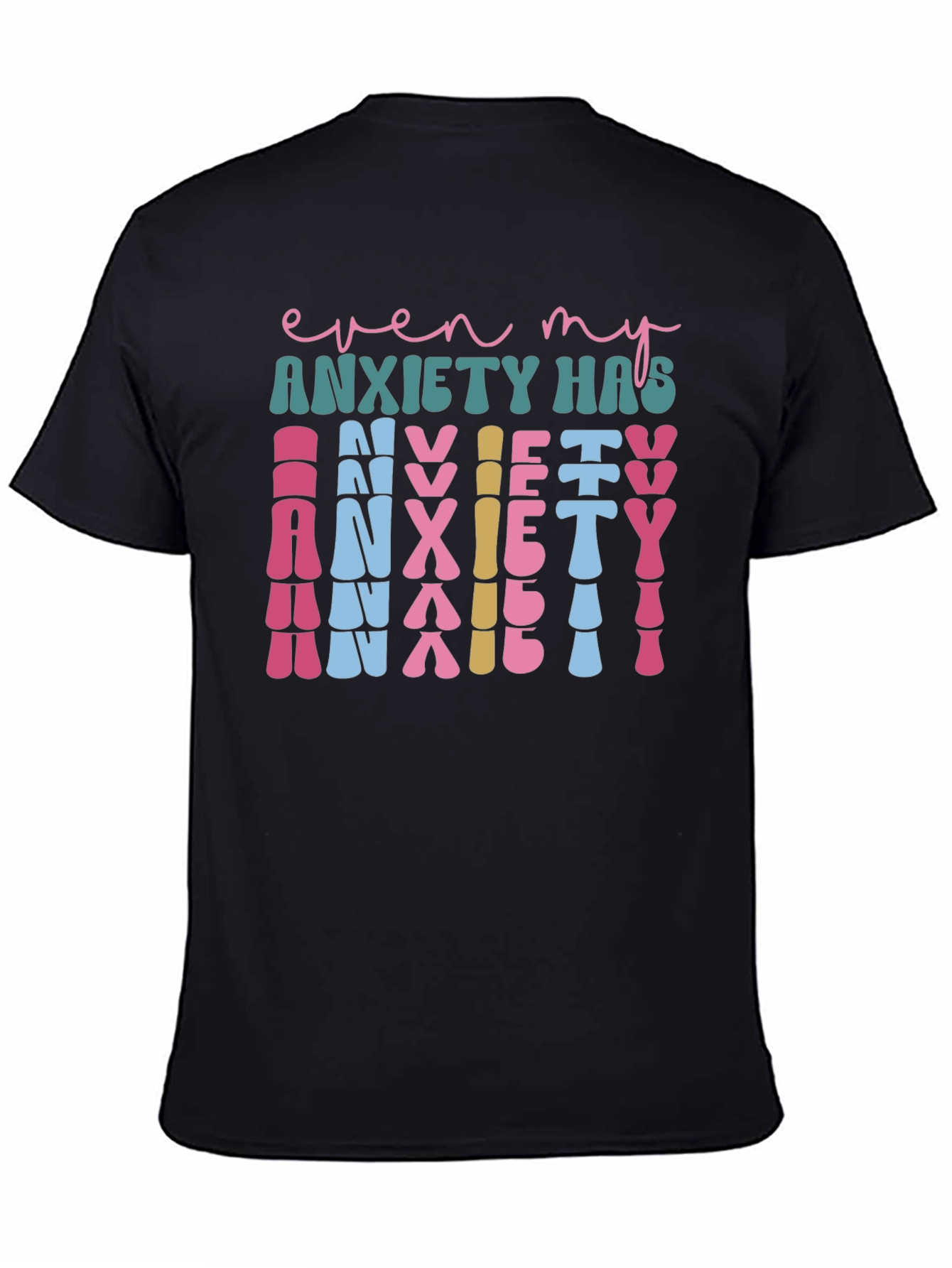 Black Anxiety Graphic Tee - Unique Statement Shirt view 4