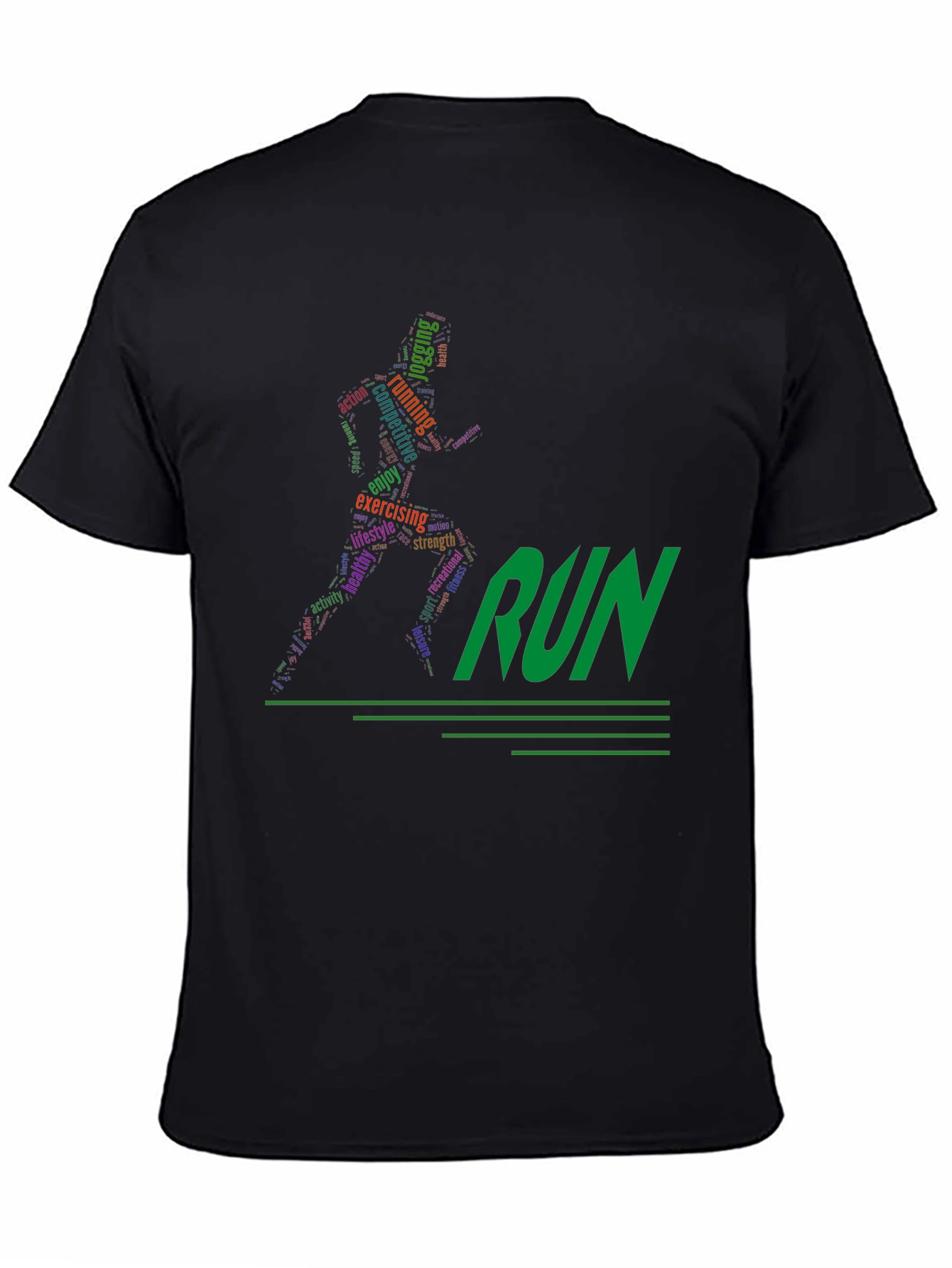 Black Run Word Art Graphic Tee view 4