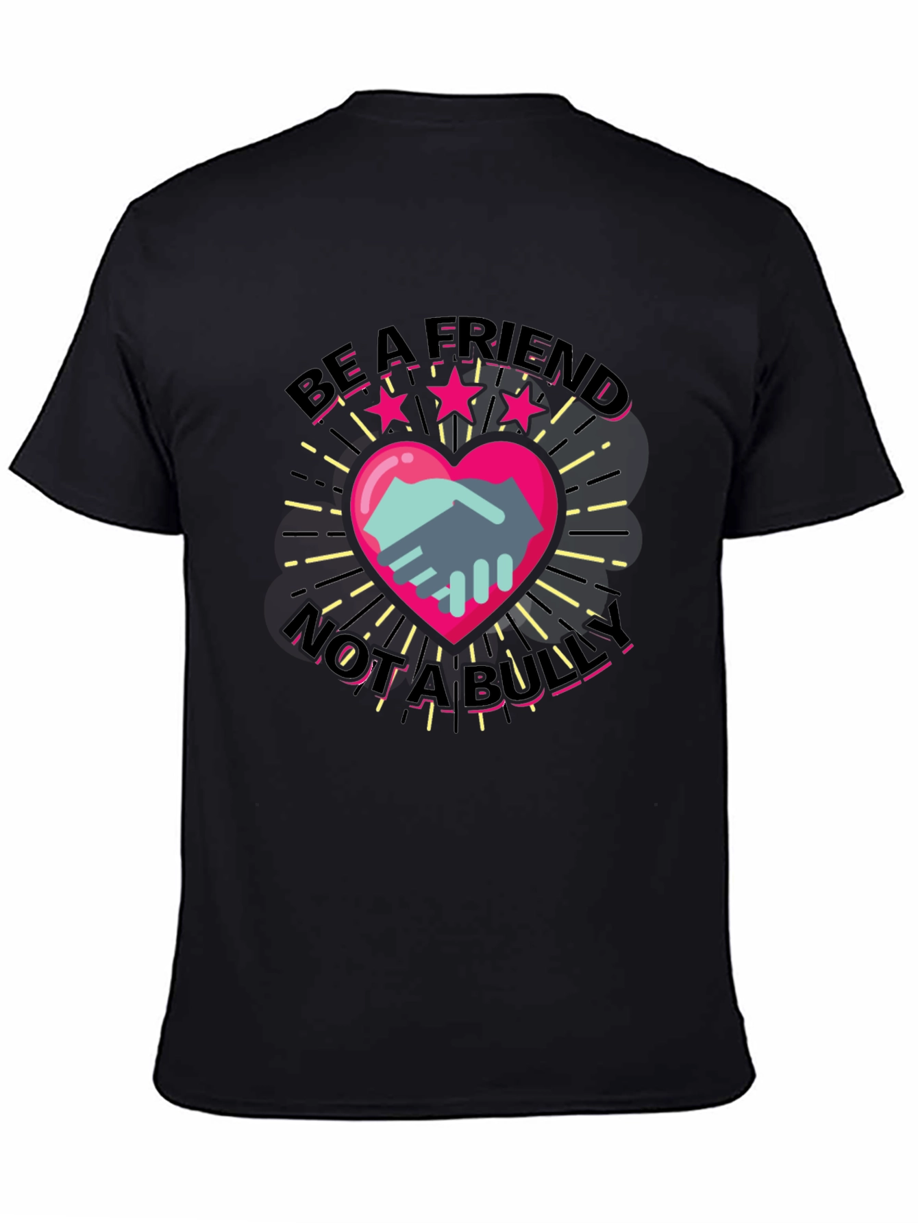 Black Be a Friend T-Shirt - Anti-Bullying Design view 4