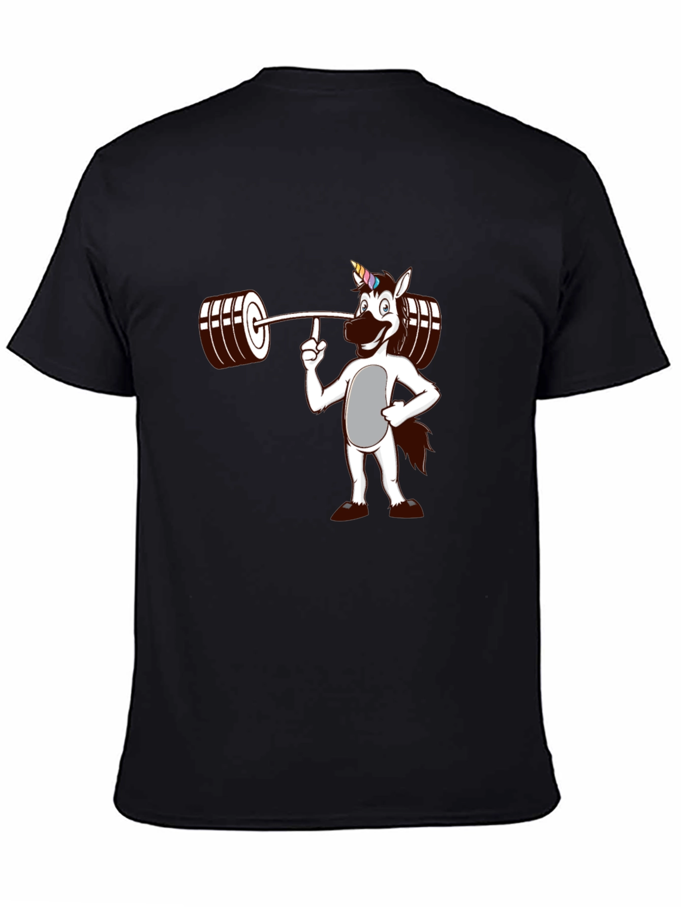 Black Unicorn Lifting Weights Graphic T-Shirt view 4