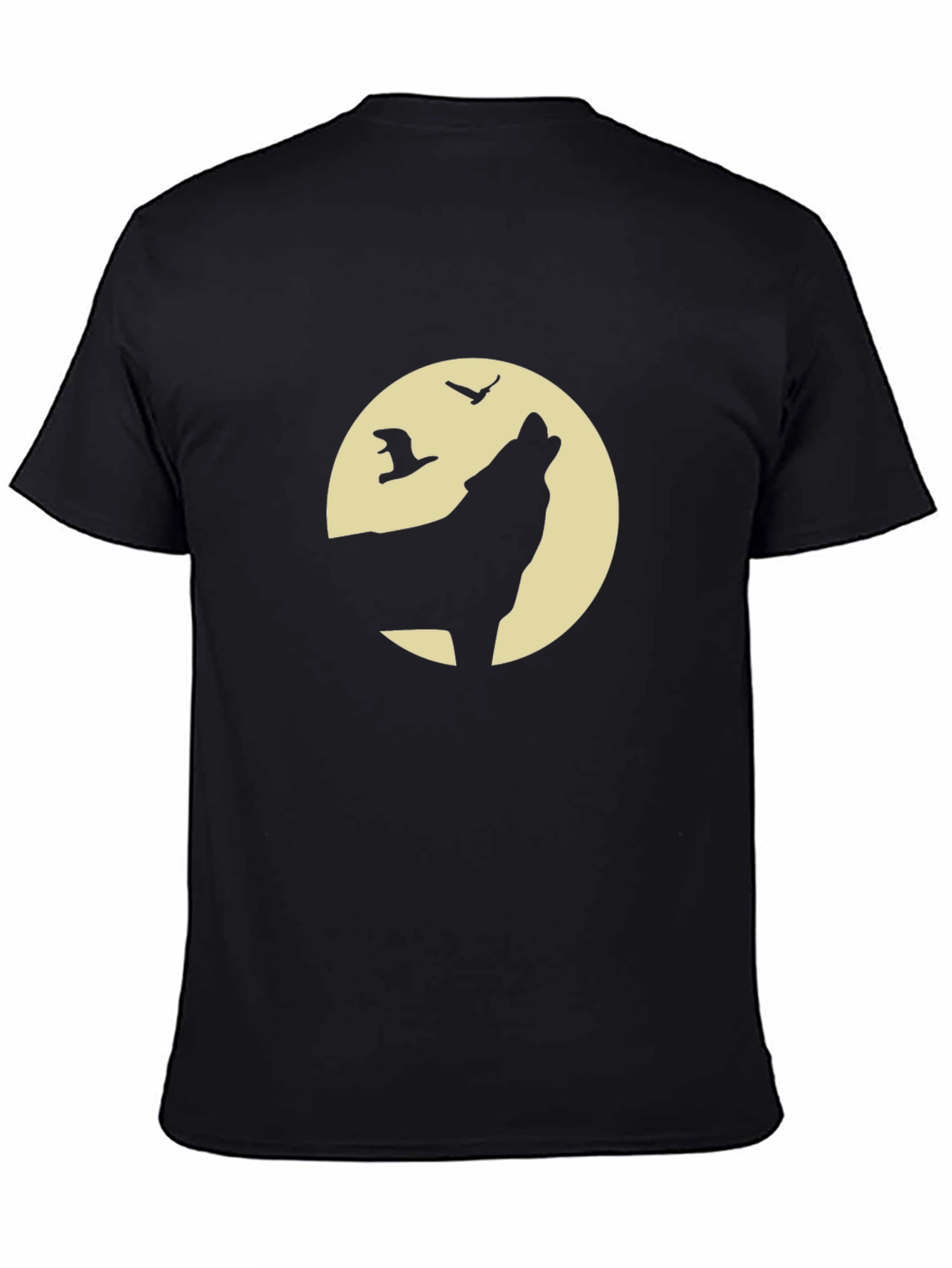 Black Wolf Howling Moon Graphic T-Shirt view 4