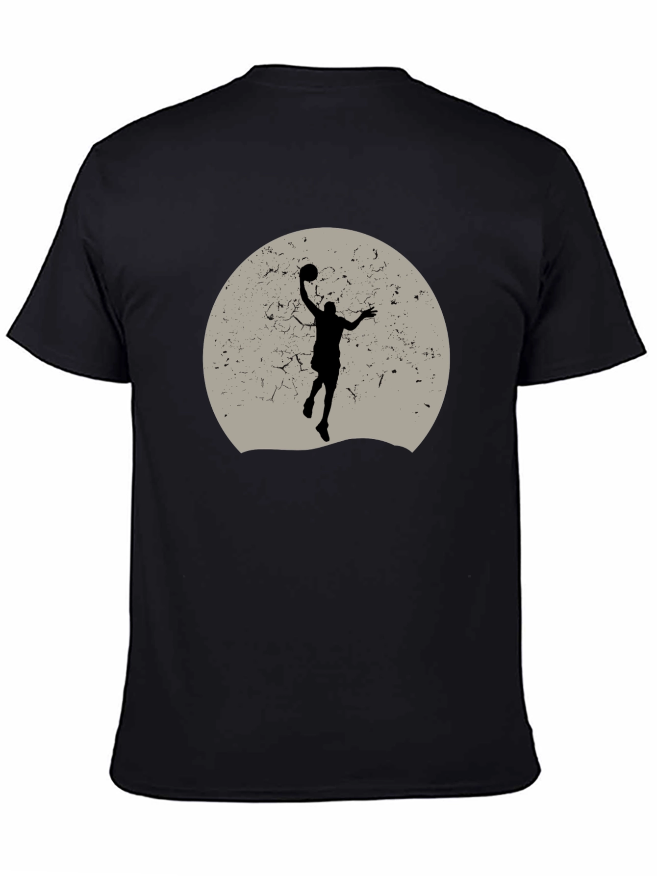 Black Basketball Silhouette Graphic Tee - Black Cotton Blend view 4