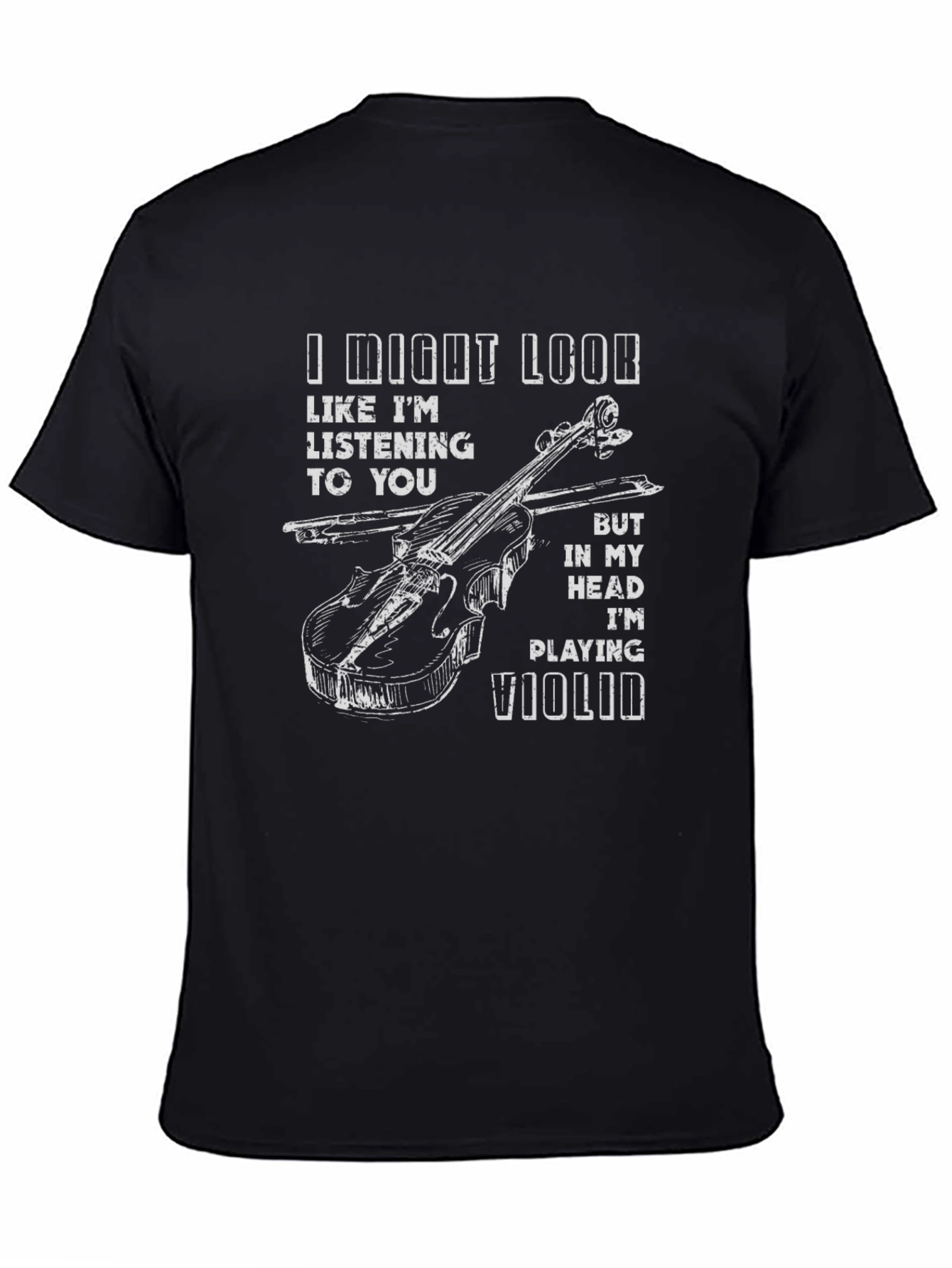 Black Violin Player T-Shirt - Musical Humor Tee view 4