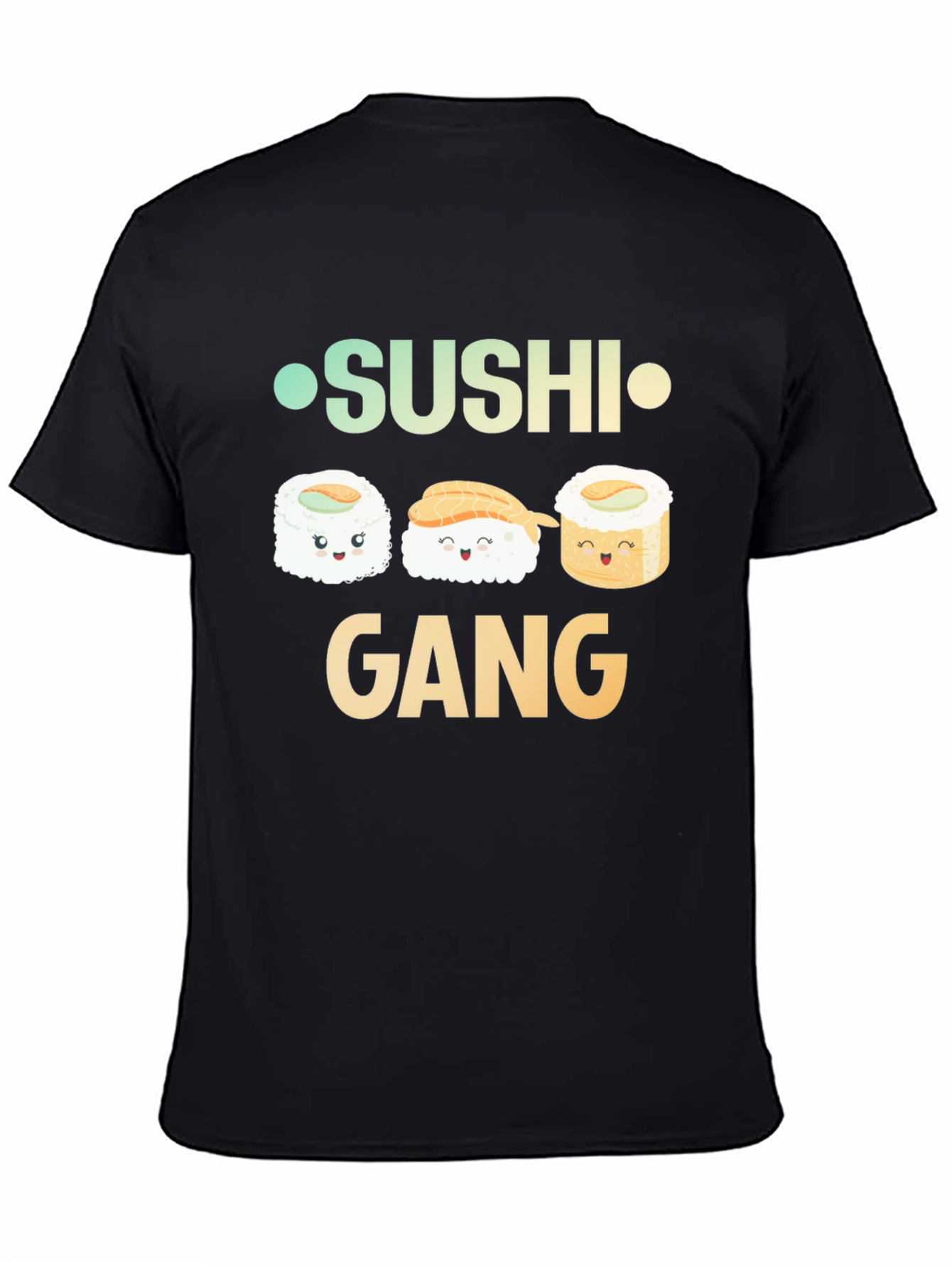 Black Sushi Gang Graphic T-Shirt - Black Crew Neck Tee view 4