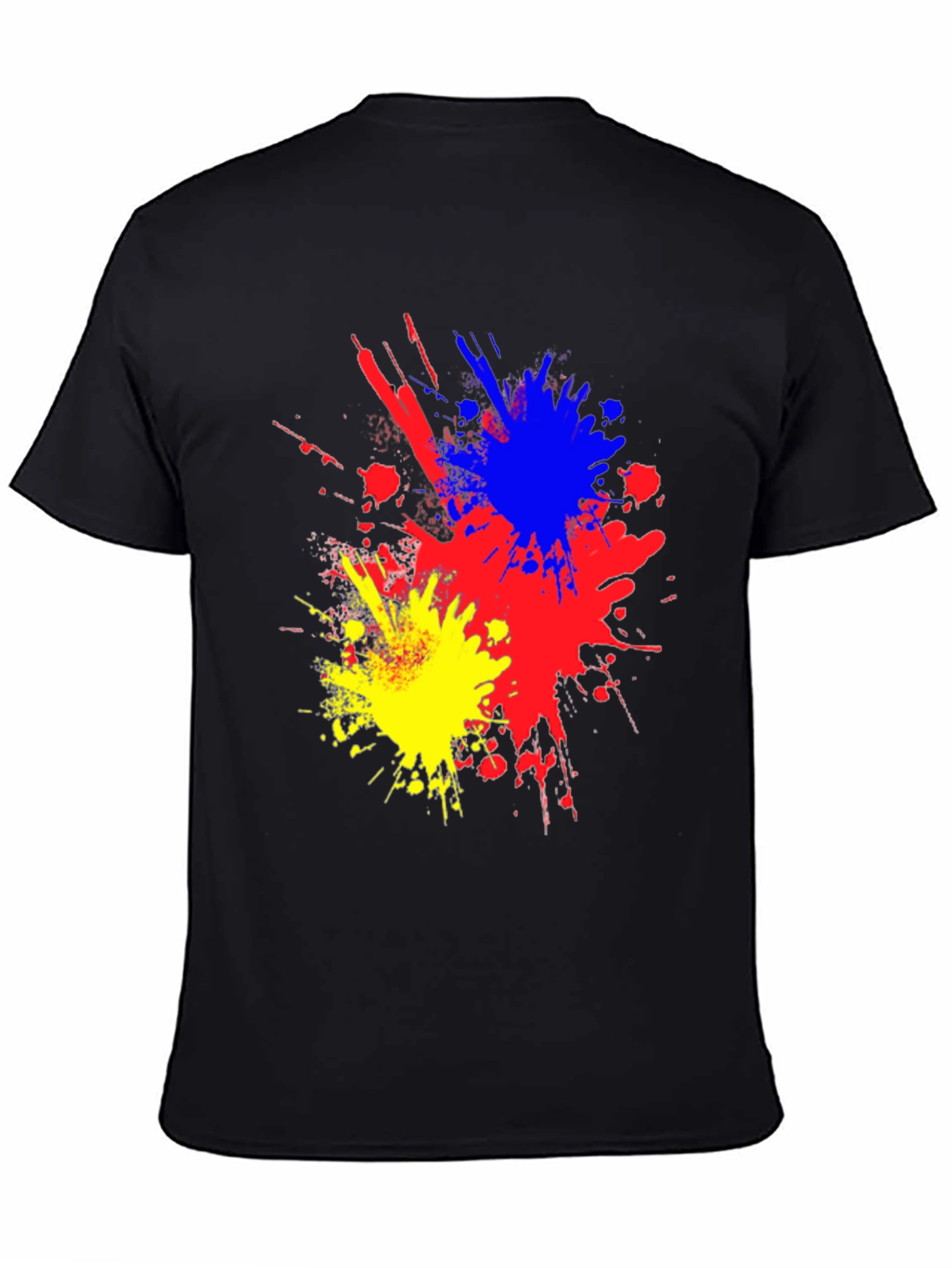 Black Abstract Paint Splatter Graphic Black T-Shirt view 4