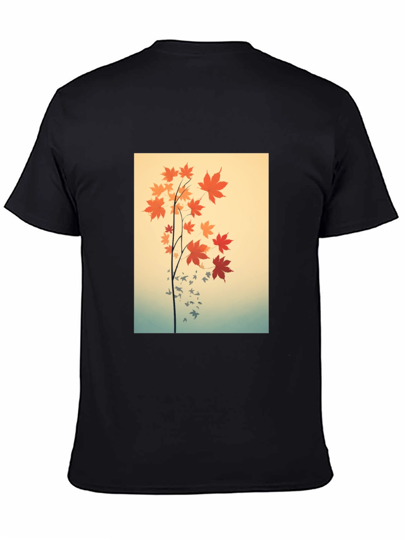 Black Autumn Leaves Graphic Black Tee view 4