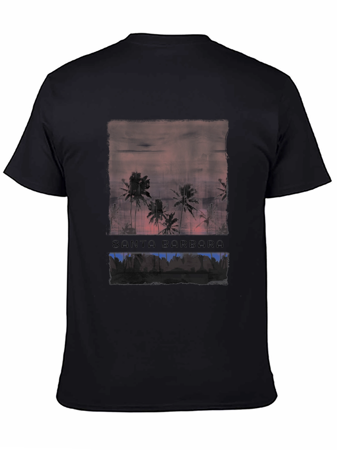 Black Santa Barbara Palm Sunset Graphic Tee view 4