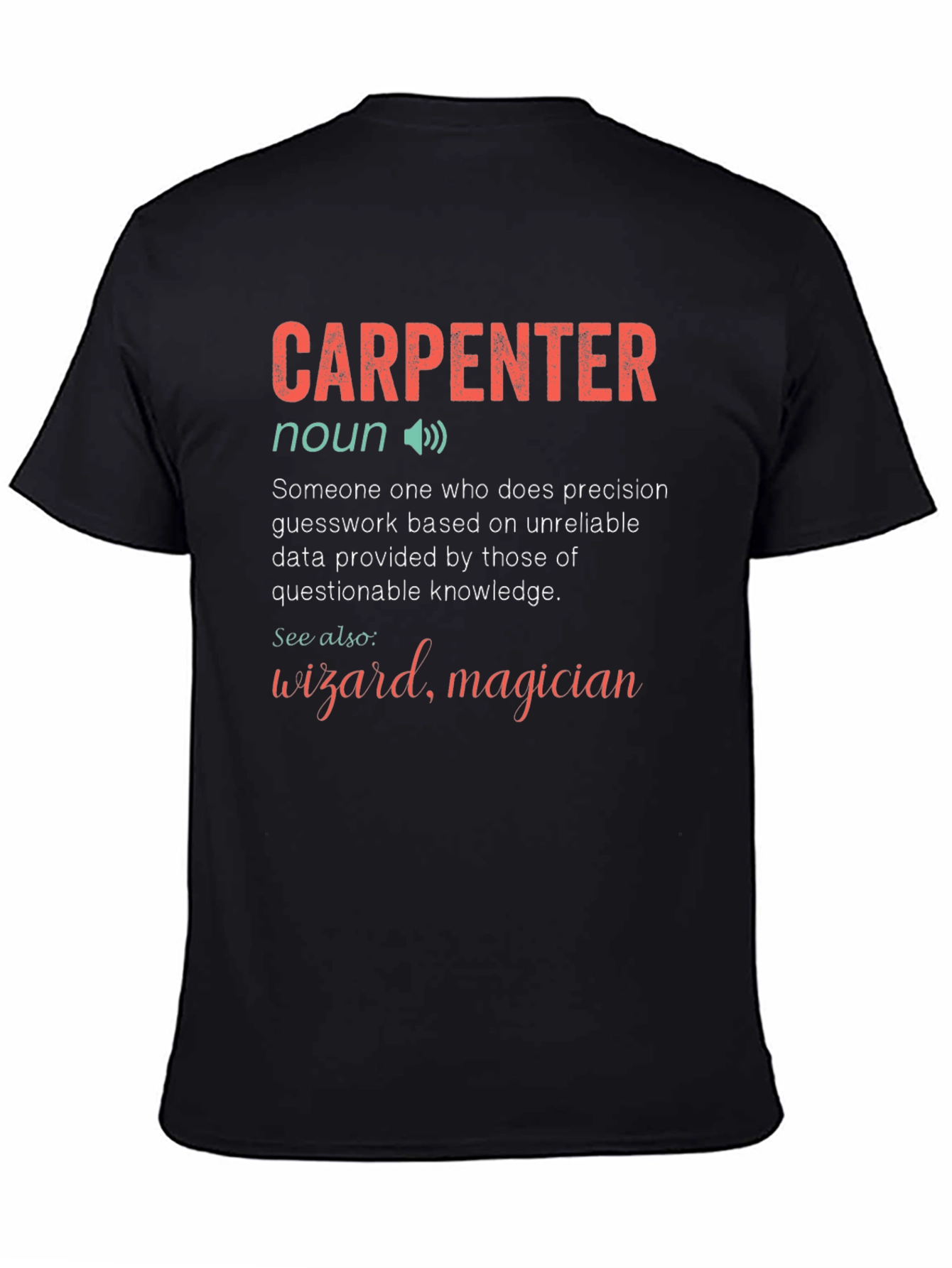 Black Carpenter Definition Graphic Novelty T-Shirt view 4