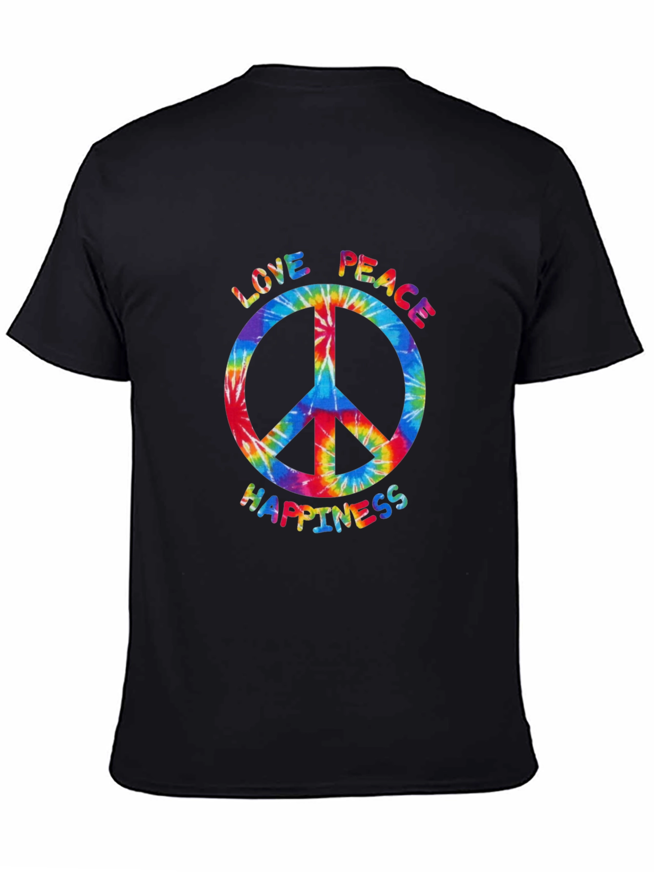 Black Peace Love Happiness Tie-Dye T-Shirt view 4