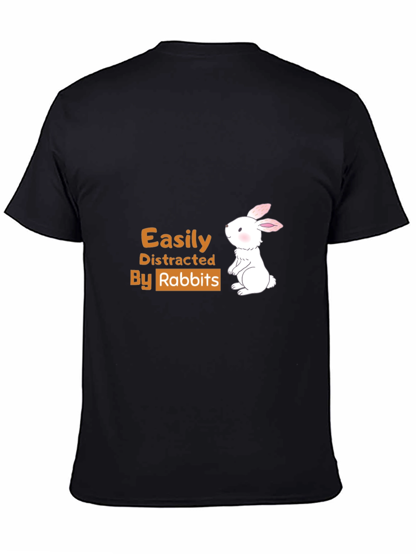 Black Easily Distracted By Rabbits T-Shirt view 4