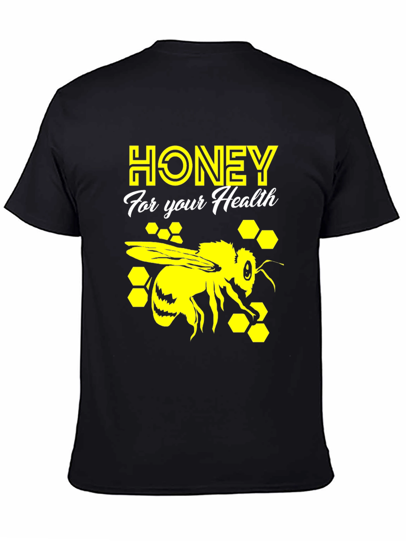 Black Honey Bee Health T-Shirt - Graphic Print Tee view 4
