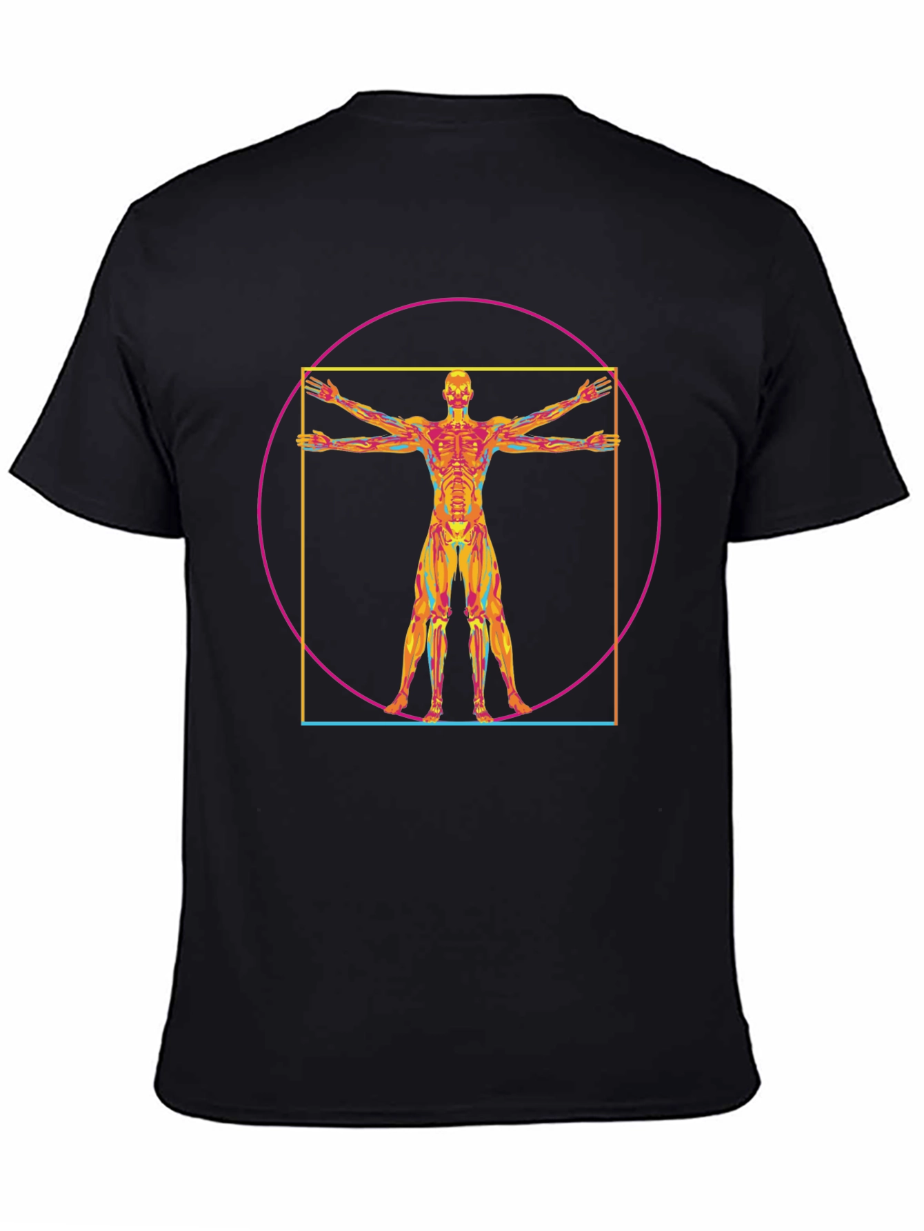Black Vitruvian Man Anatomy T-Shirt - Artistic Design view 4