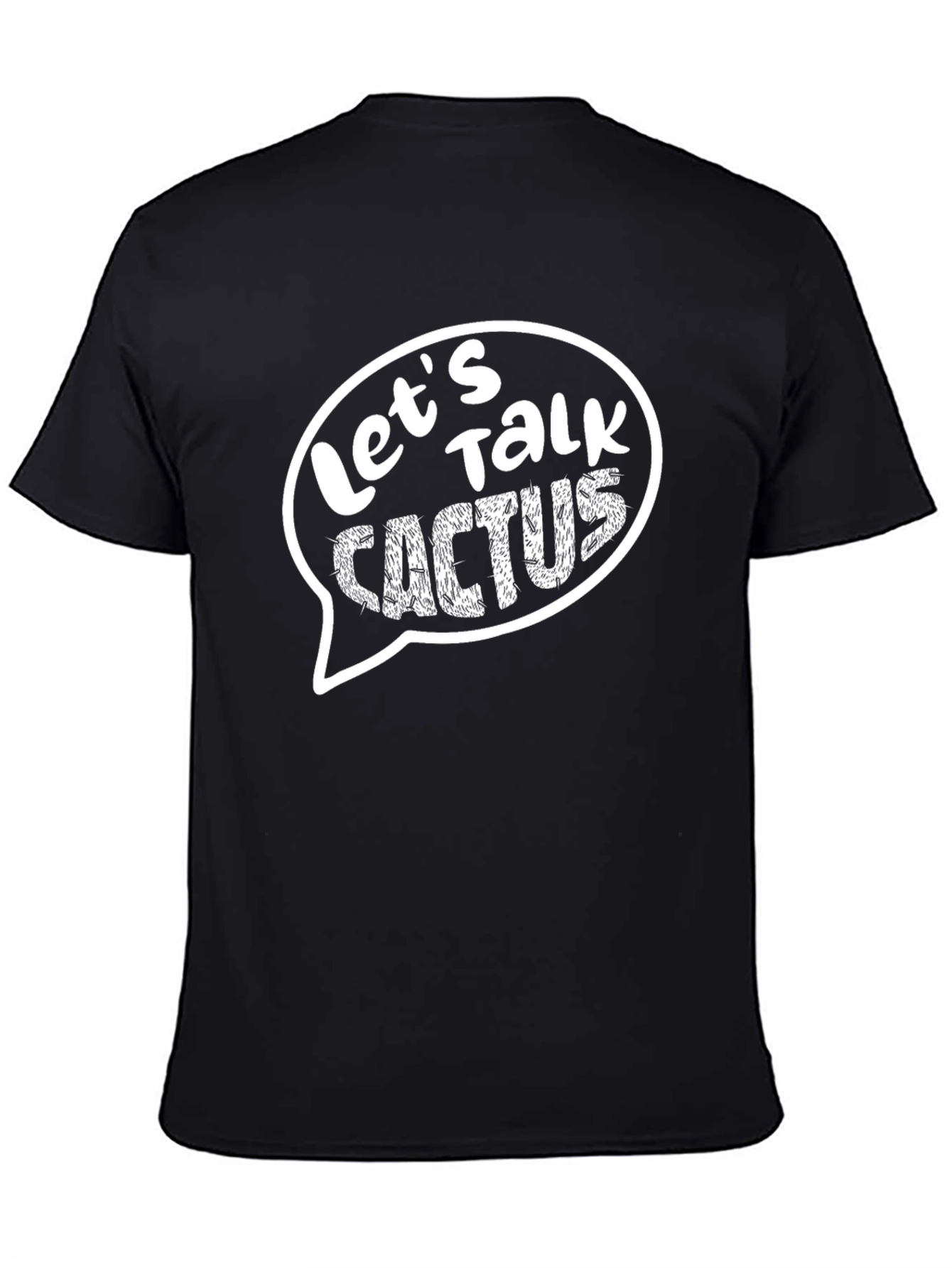 Black Let's Talk Cactus Graphic Tee - Unique Statement Shirt view 4