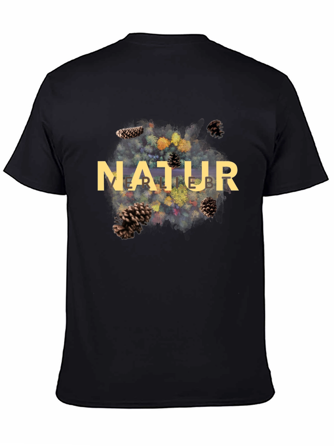 Black Natur Pine Cone Graphic Black T-Shirt view 4