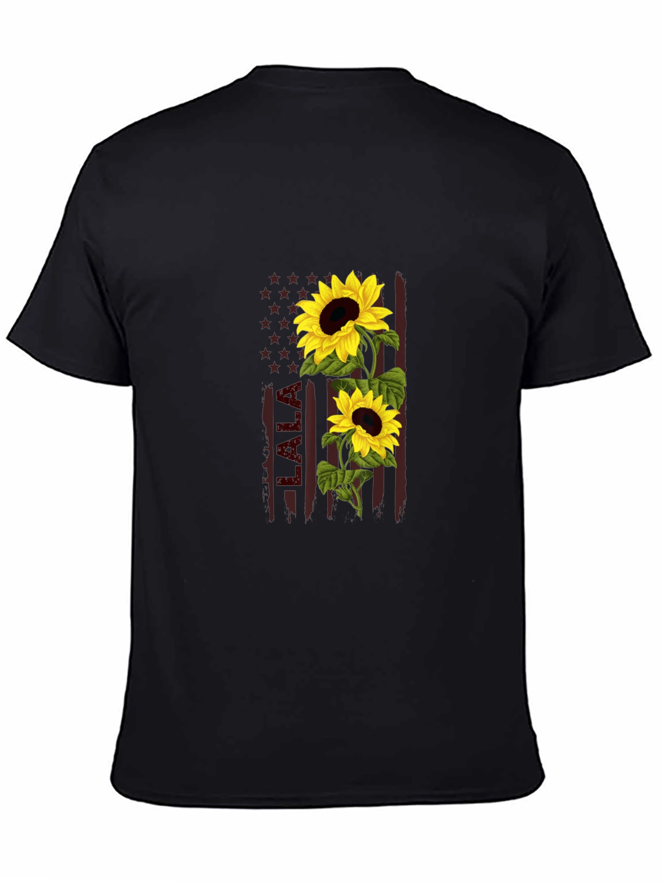 Black Sunflower American Flag Graphic Tee view 4