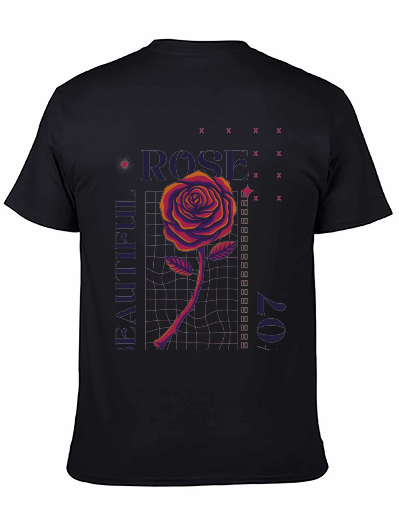 Black Rose Graphic T-Shirt - Men's Black Tee view 4