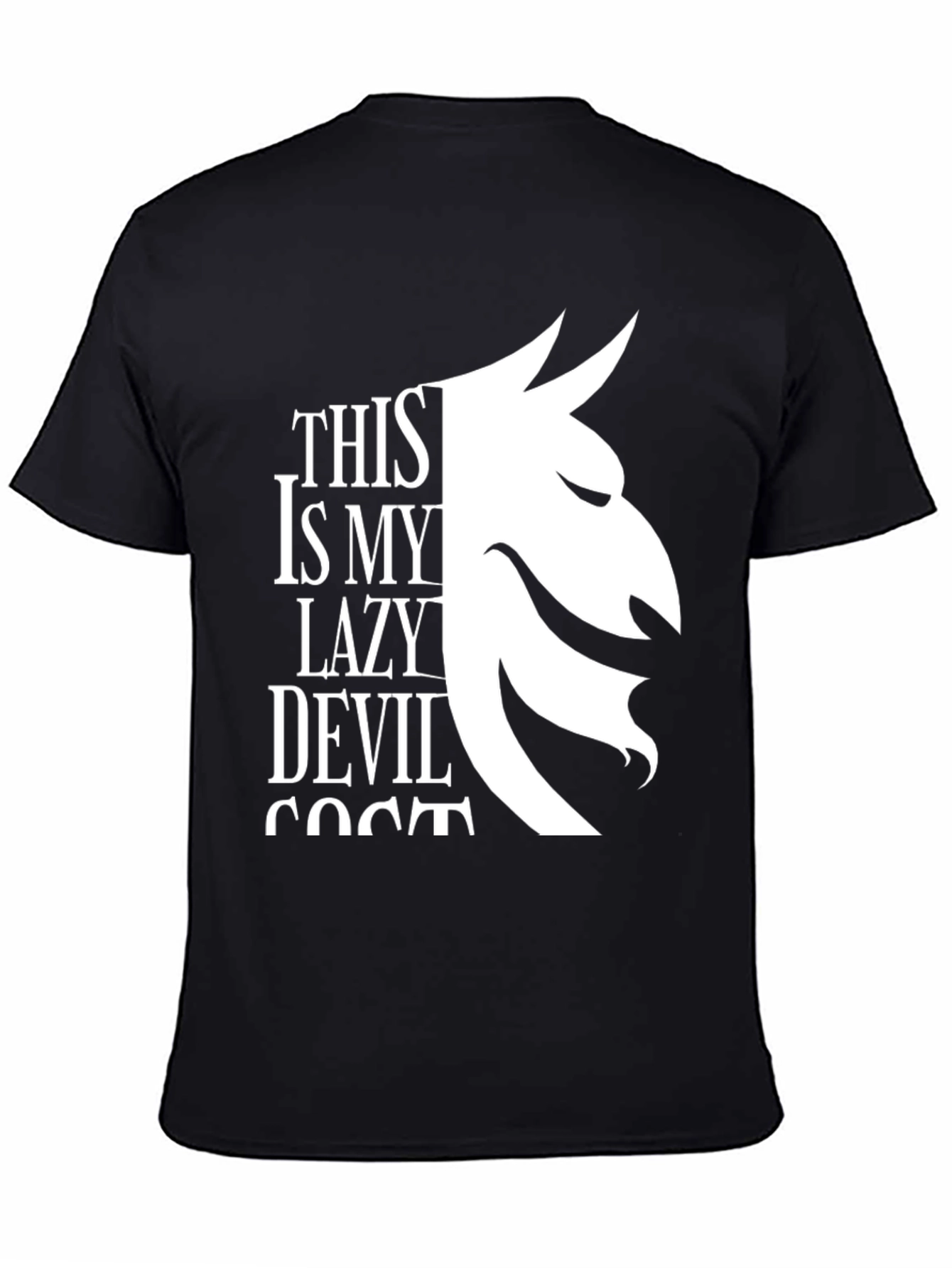 Black Lazy Devil Costume T-Shirt - Black Graphic Tee view 4