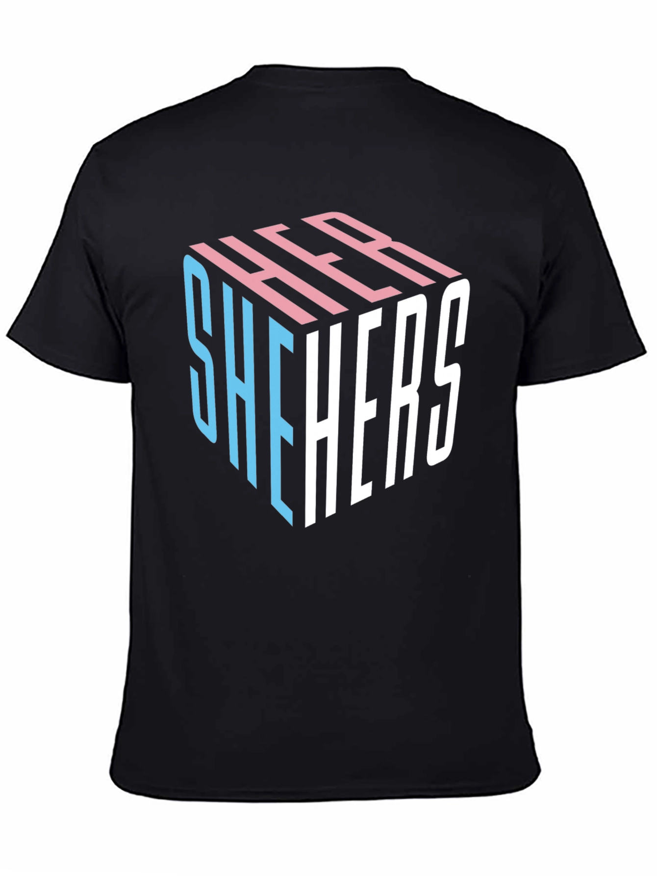 Black She Hers LGBTQ+ Pride Cube T-Shirt view 4
