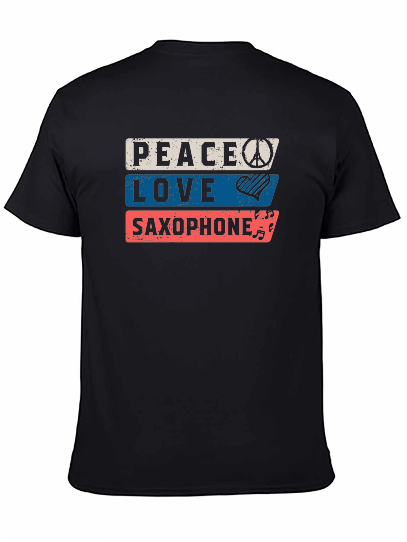 Black Peace Love Saxophone Graphic Tee view 4