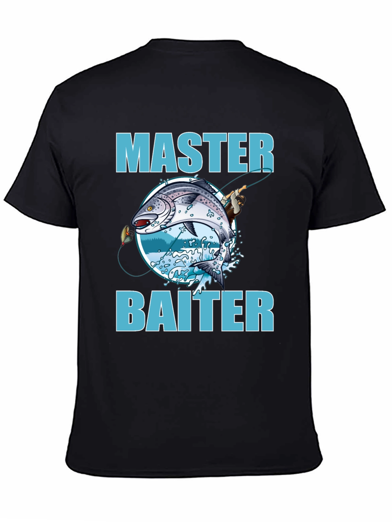 Black Master Baiter Fishing T-Shirt - Funny Fishing Tee view 4