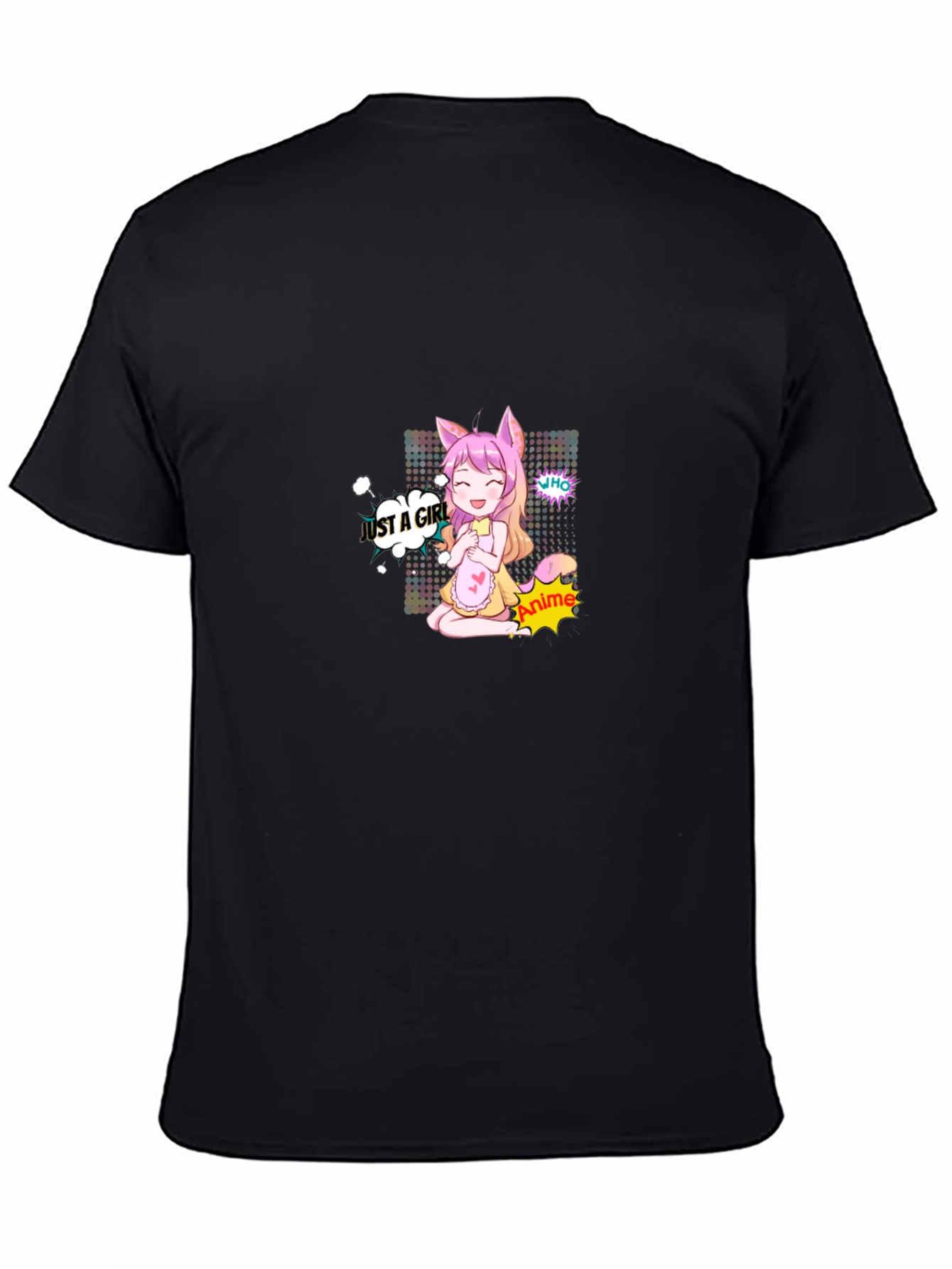 Black Anime Girl Graphic Black T-Shirt view 4