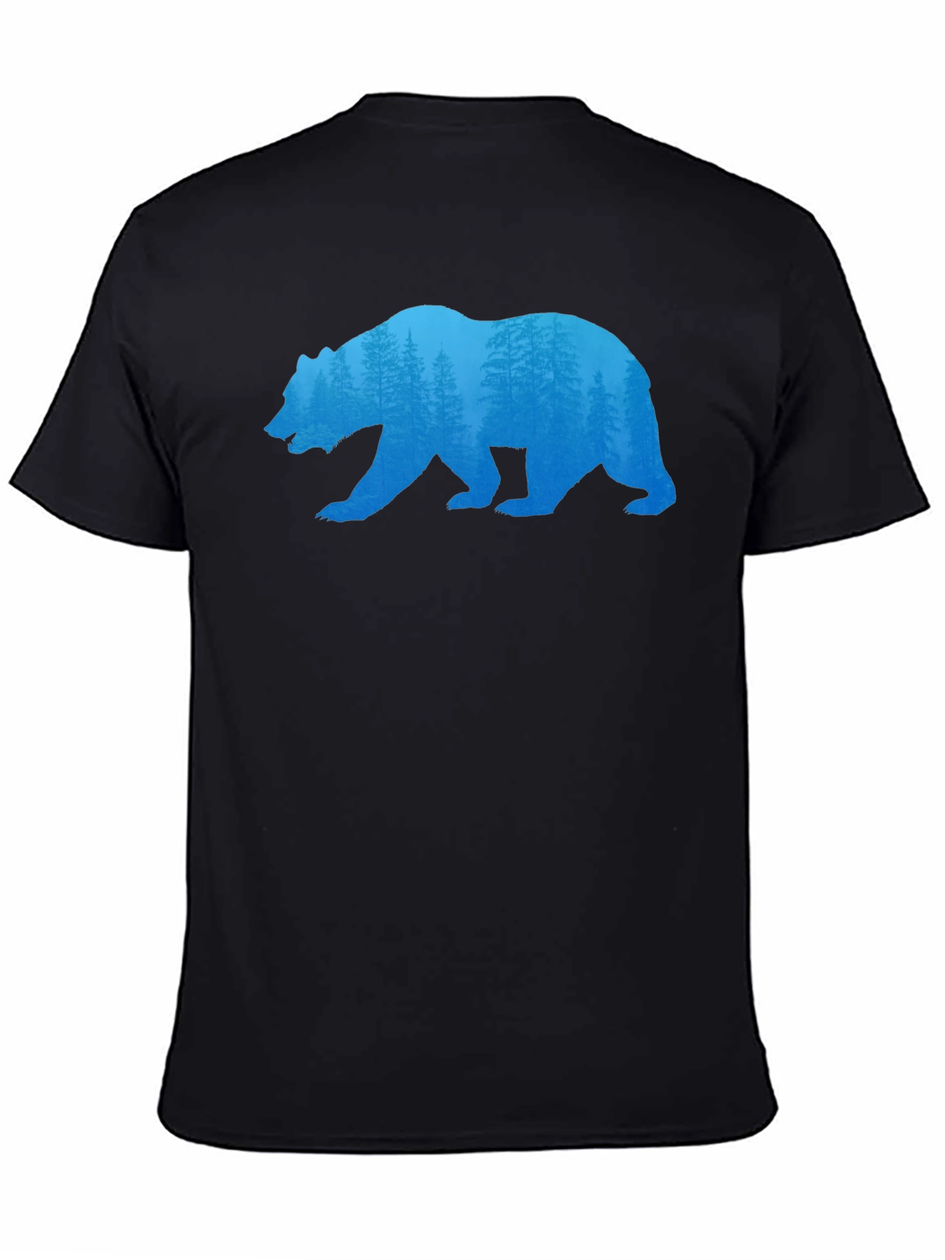 Black Bear Silhouette Forest Graphic Tee view 4