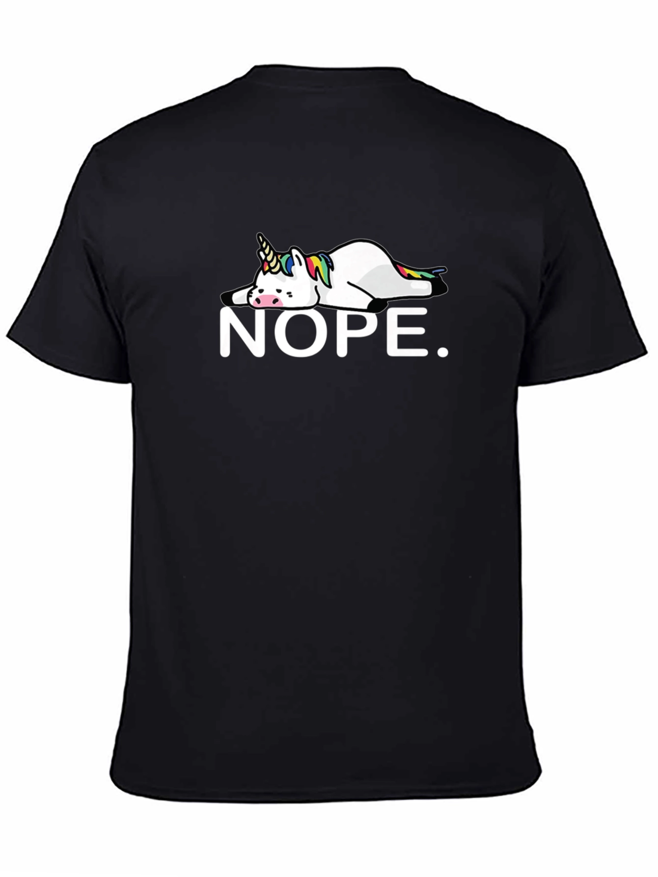 Black Nope Unicorn Black T-Shirt - Funny Graphic Tee view 4