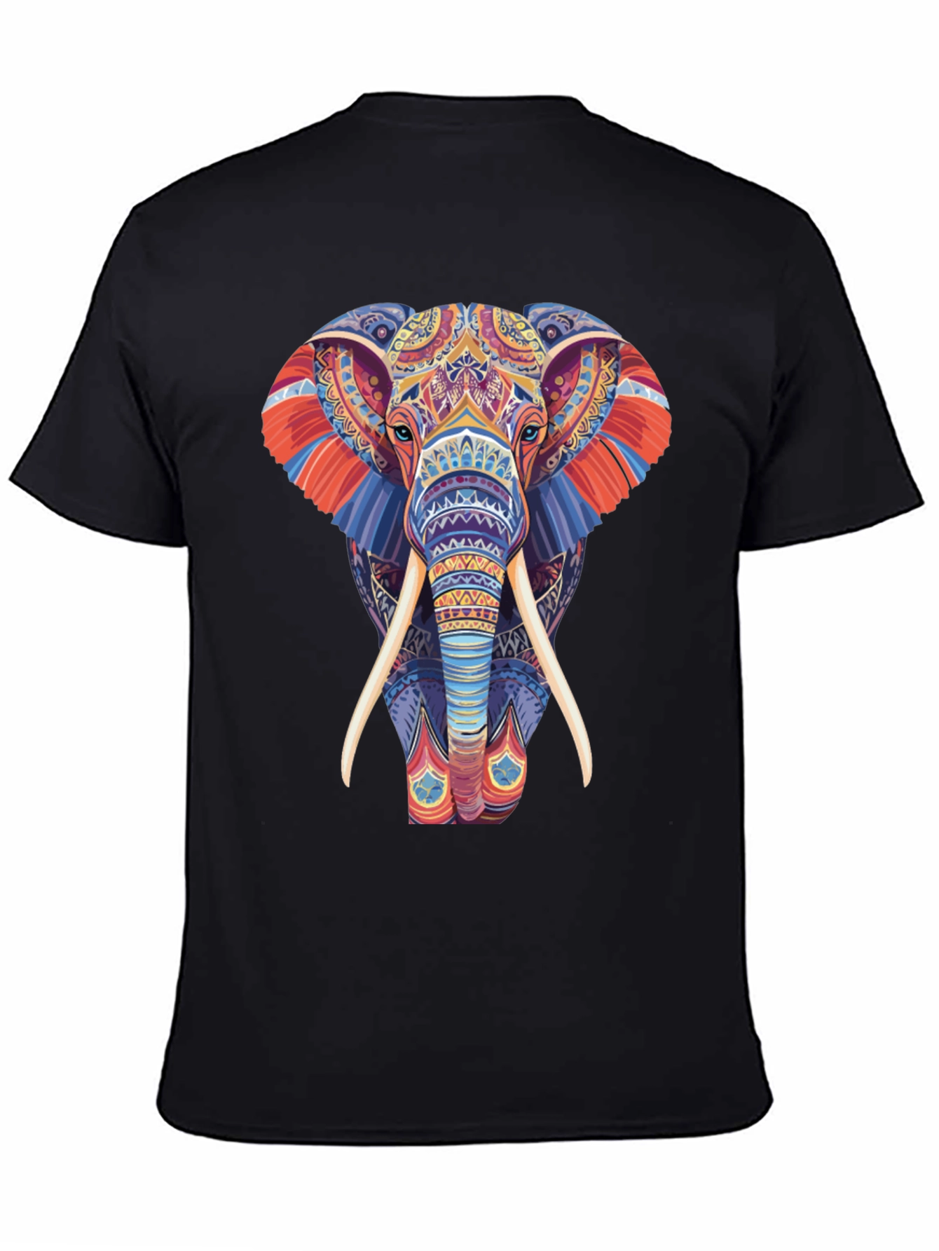Black Elephant Graphic Tee - Vivid Pattern Print view 4