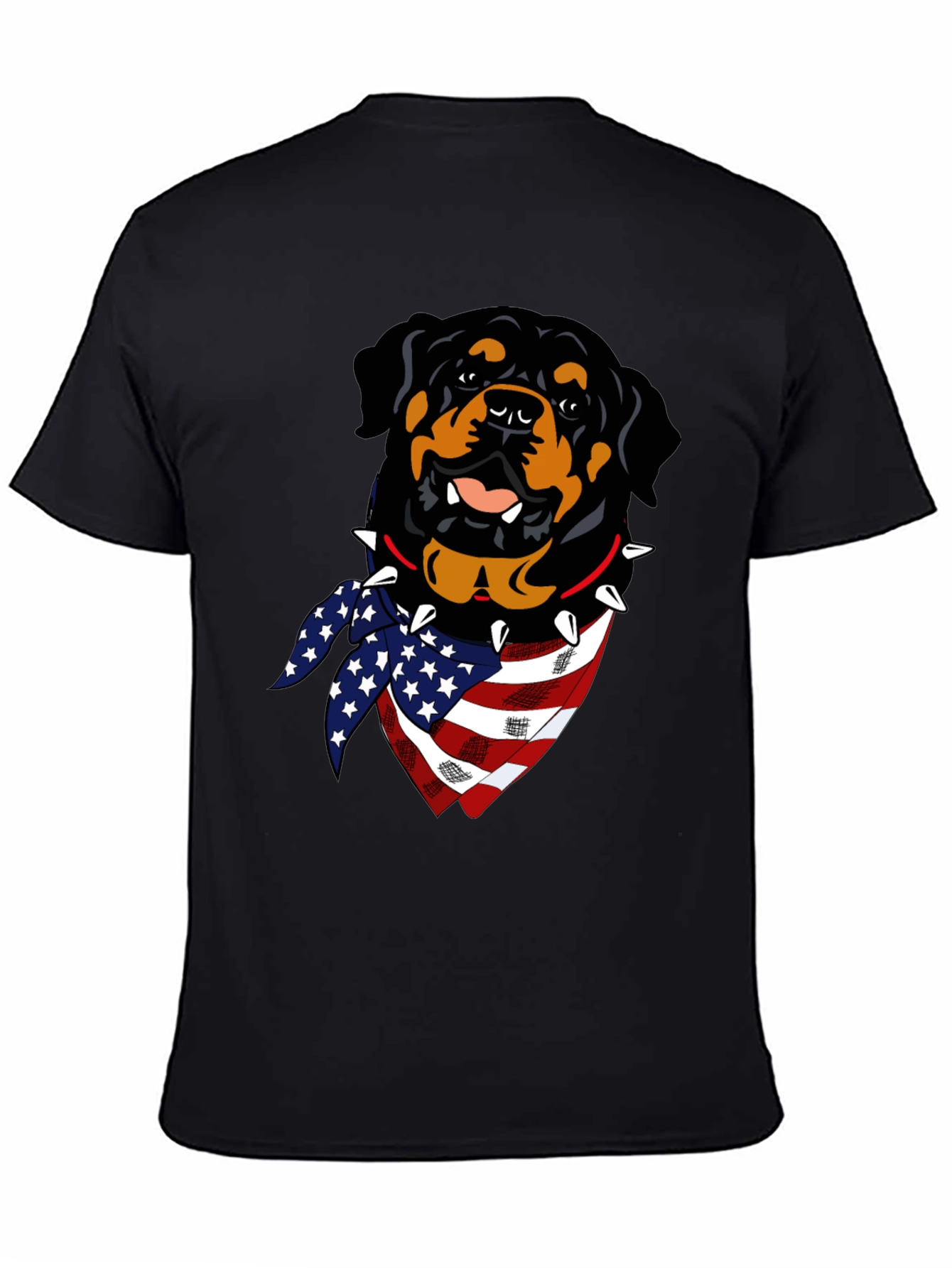 Black Rottweiler USA Flag T-Shirt view 4