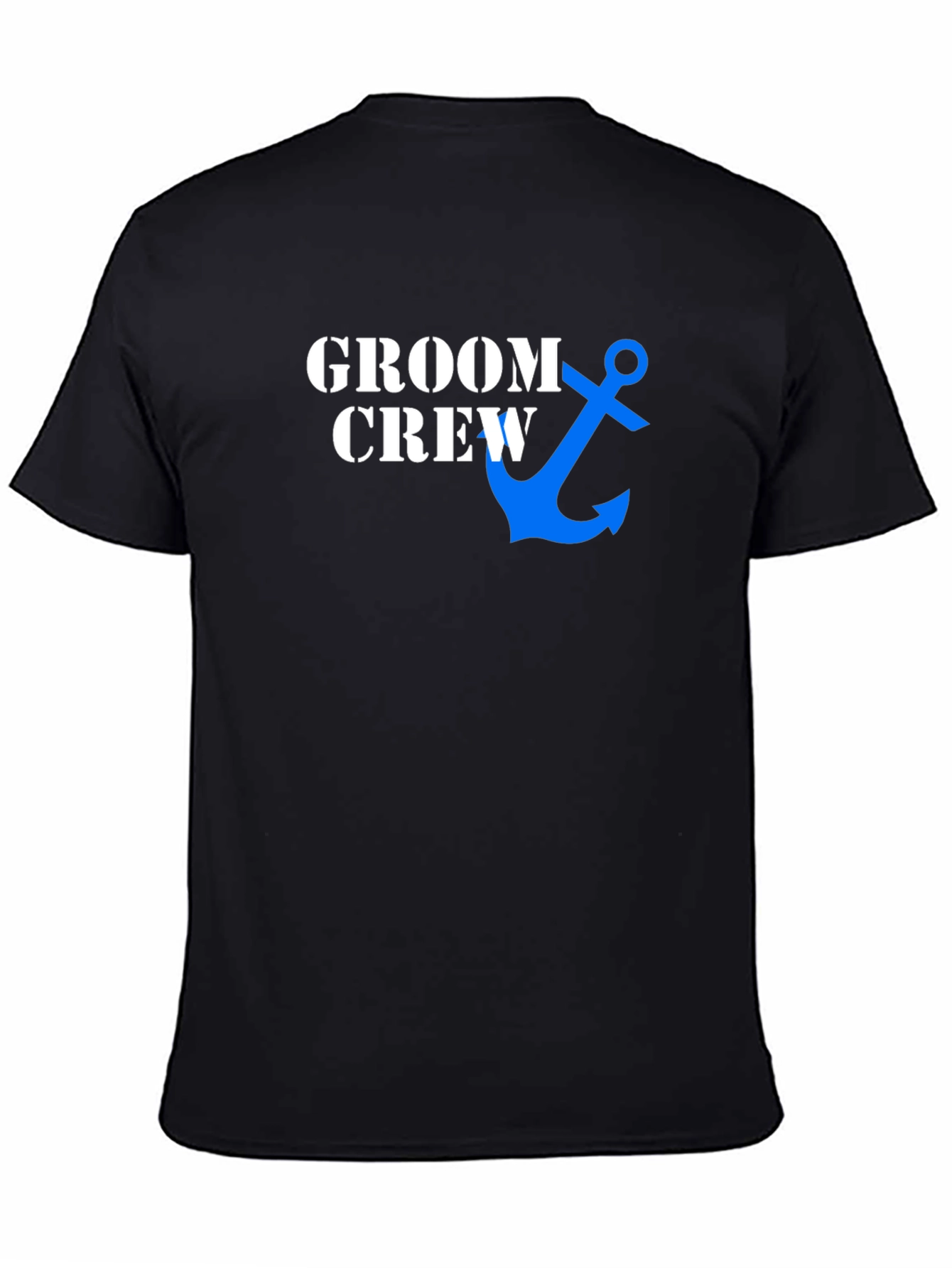Black Groom Crew Anchor Graphic Tee - Black Cotton Blend view 4