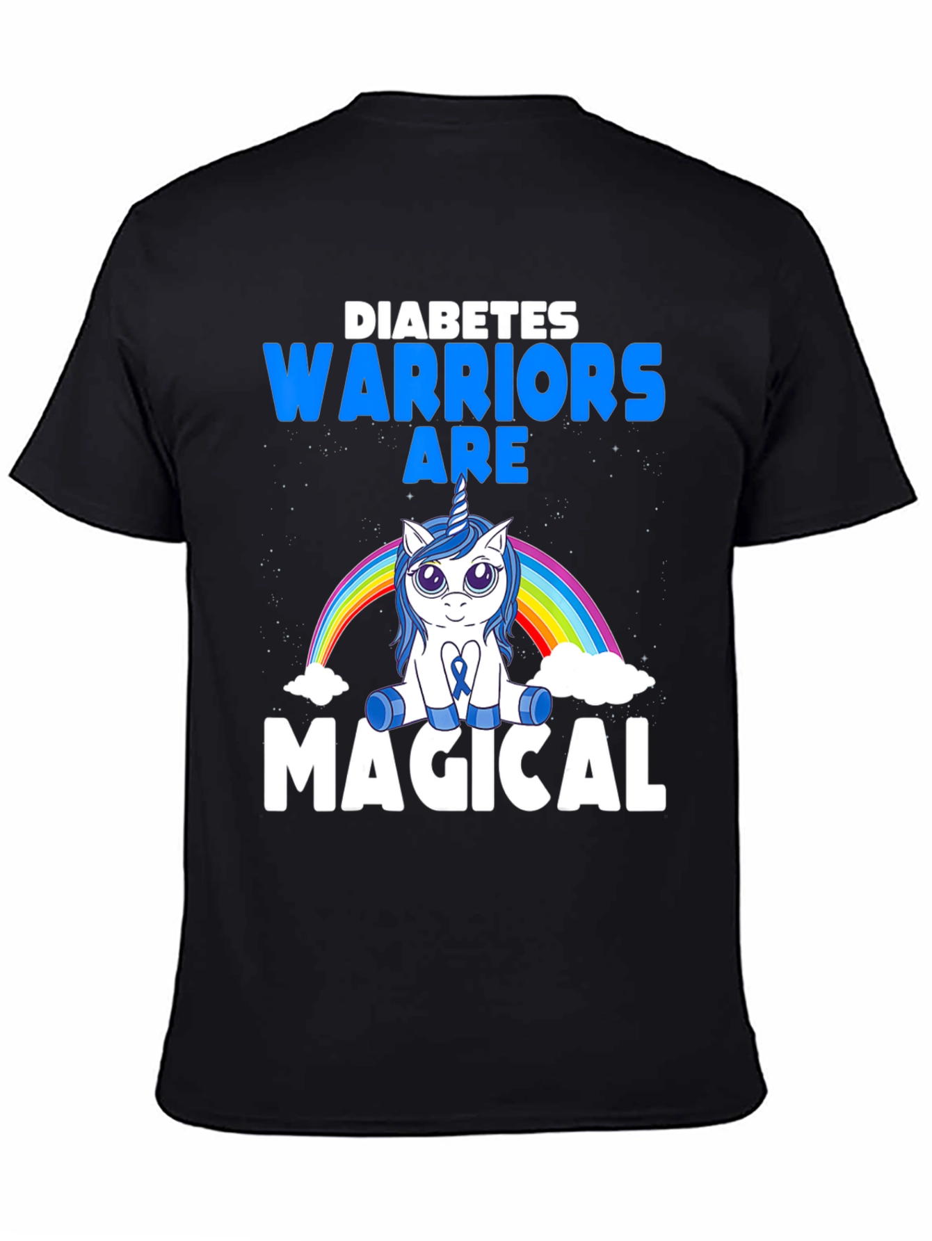 Black Diabetes Warrior Magical Unicorn T-Shirt view 4