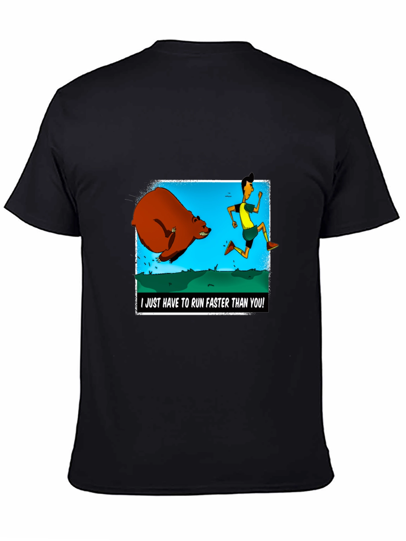 Black Run Faster Than You T-Shirt: Bear Chase Graphic Tee view 4
