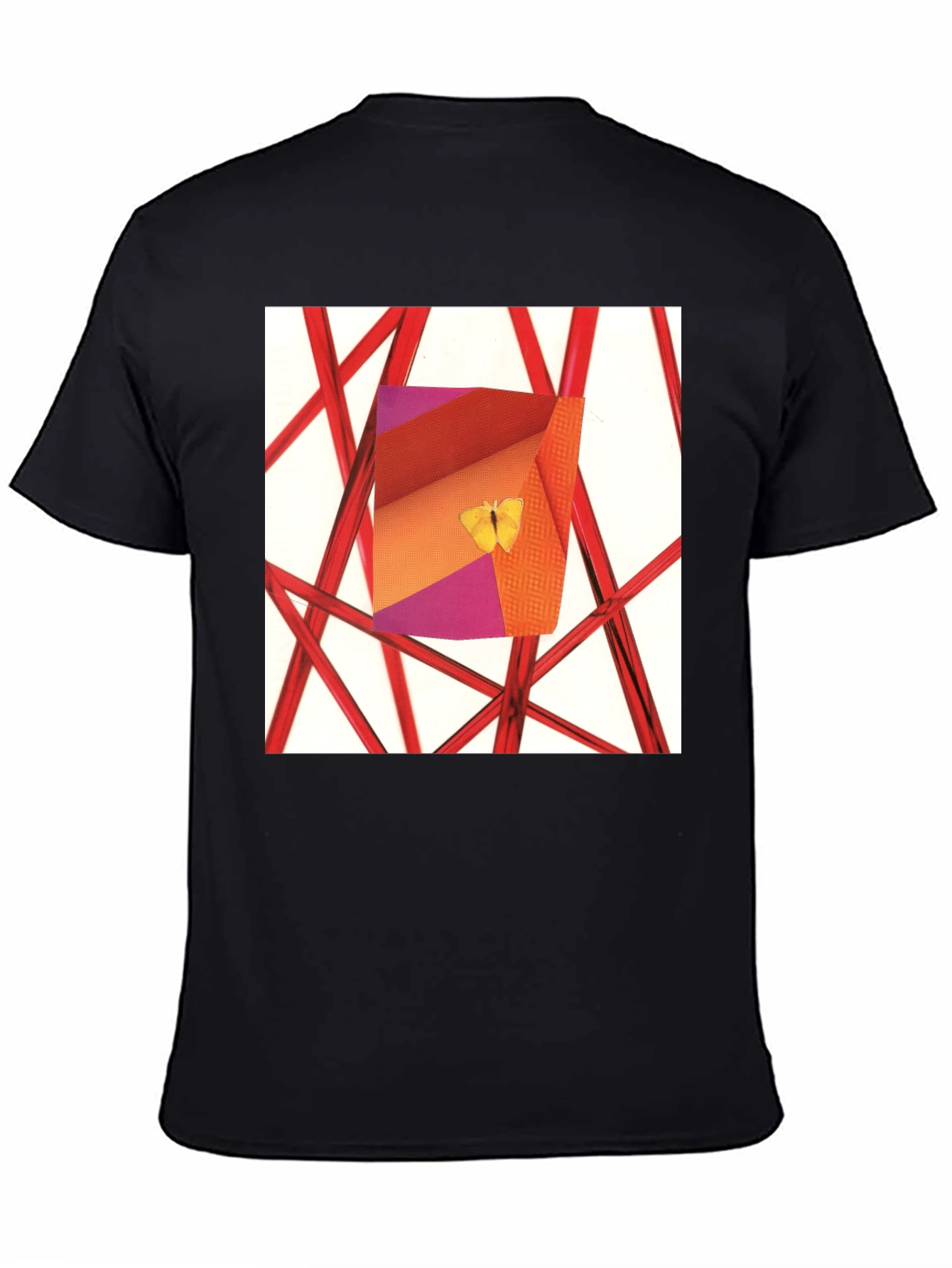 Black Abstract Art T-Shirt: Butterfly Graphic Tee view 4